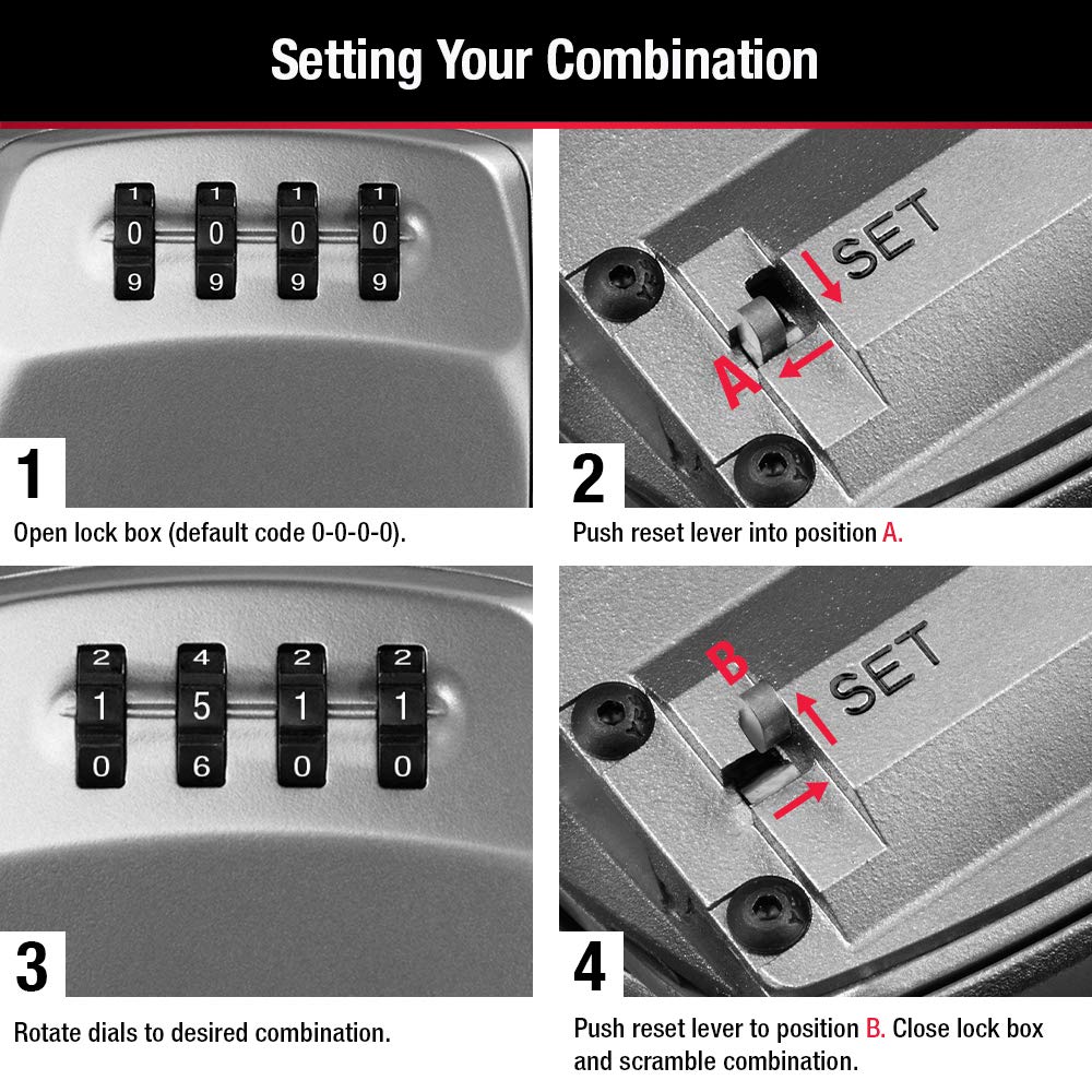 Master Lock Heavy Duty Wall Mount Key Lock Box, Holds 5 Keys - Ideal for Landlords and Property Managers, 5415D