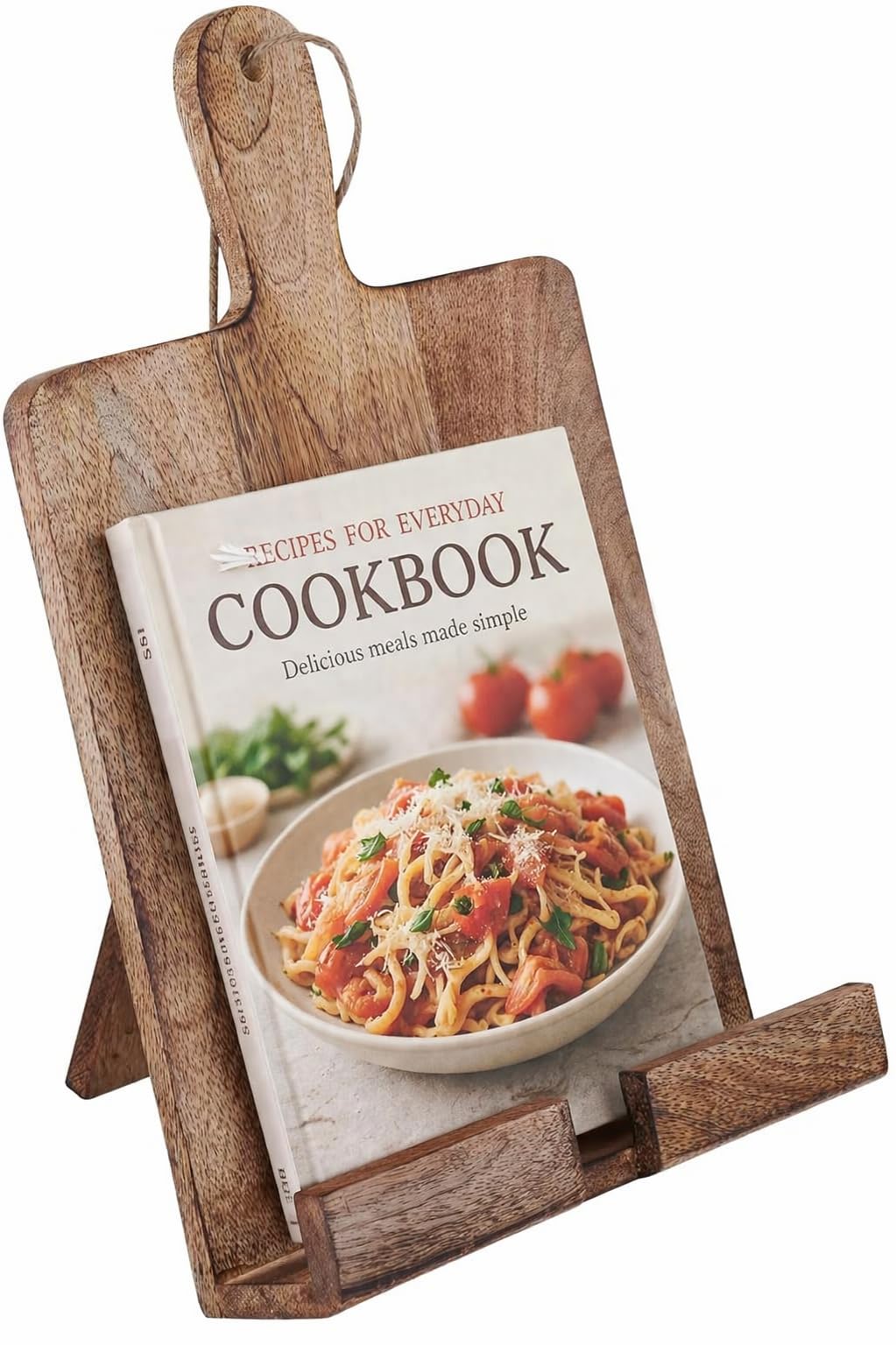 Christmas Cooking Gift Wooden Cookbook Stand Chopping Board Style Foldable Recipe Book Stand Holder Easel for Kitchen Text Book Tablet L 9.5 x B 1.5 x H 14 inches (Brown)