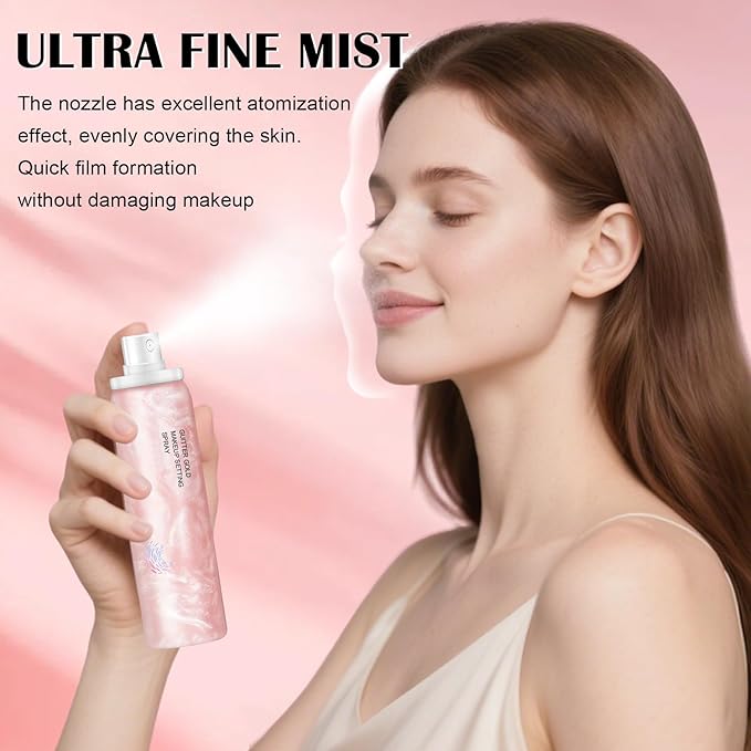 Glow Makeup Setting Spray, Shimmer Dewy Hydrating Setting Spray for Makeup Glowing Long-Lasting Radiant Finish, Lightweight Formula, All-Day Wear, 4 Fl Oz