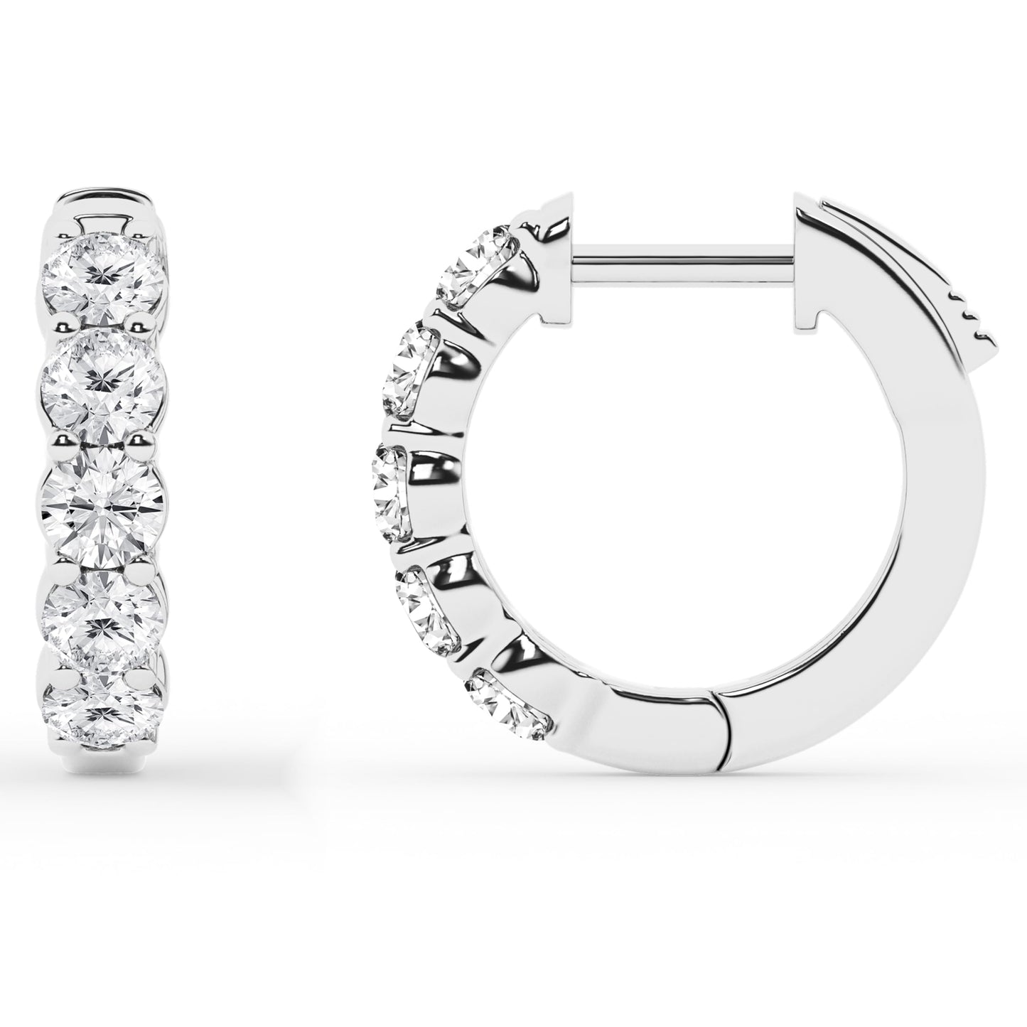 Belacqua 1.00 Carat Round Lab Grown Diamond Huggie Hoop Earrings in Sterling Silver, Color G+, Clarity SI, Prong Set, Fine Jewelry for Women, Gift Box Included