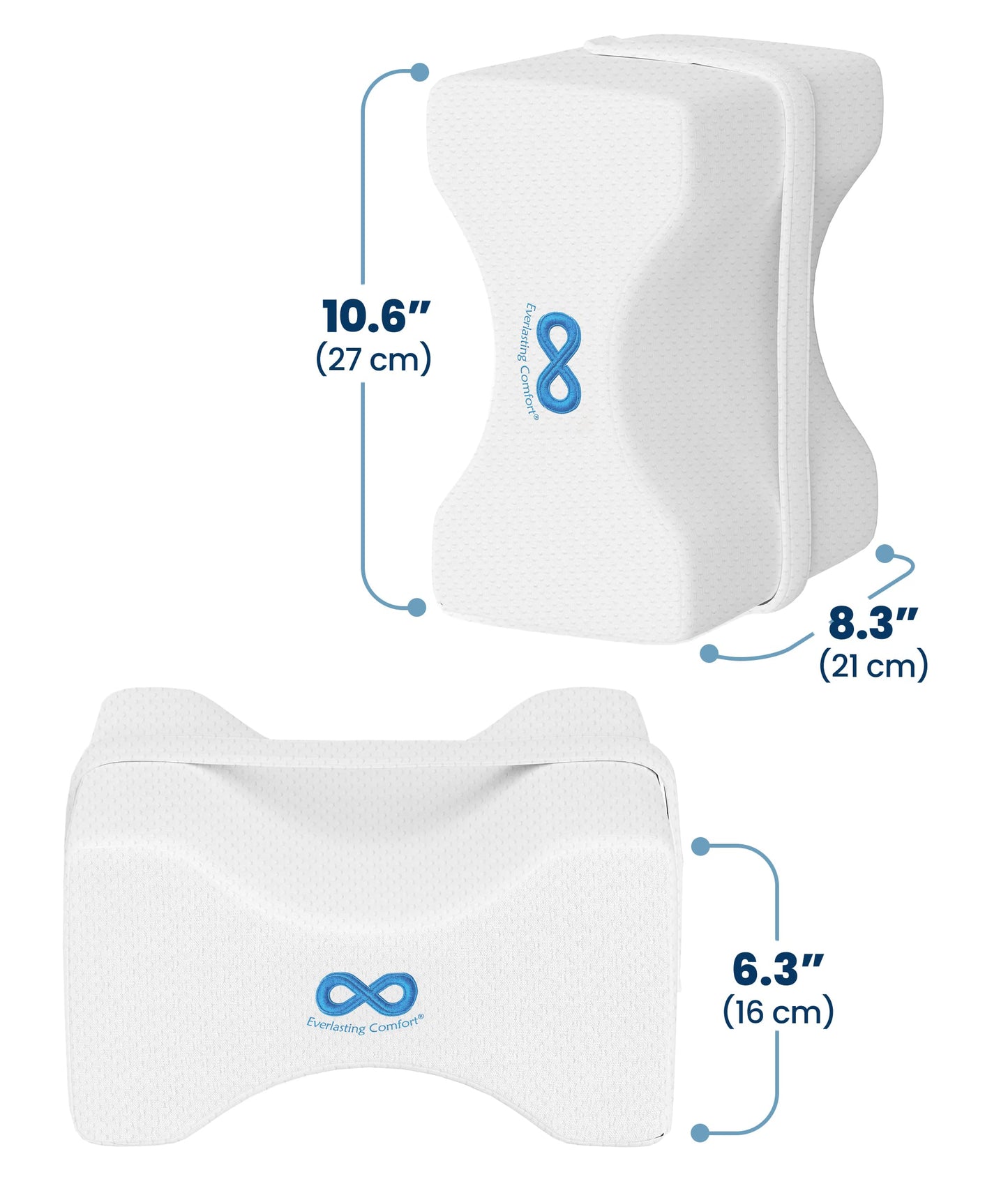 Everlasting Comfort Memory Foam Knee Pillow for Side Sleepers – Sciatica Pain Relief Pillow, Removable Strap Support – Leg Pillows for Sleeping Alignment, Knees, Back & Hip Cushion