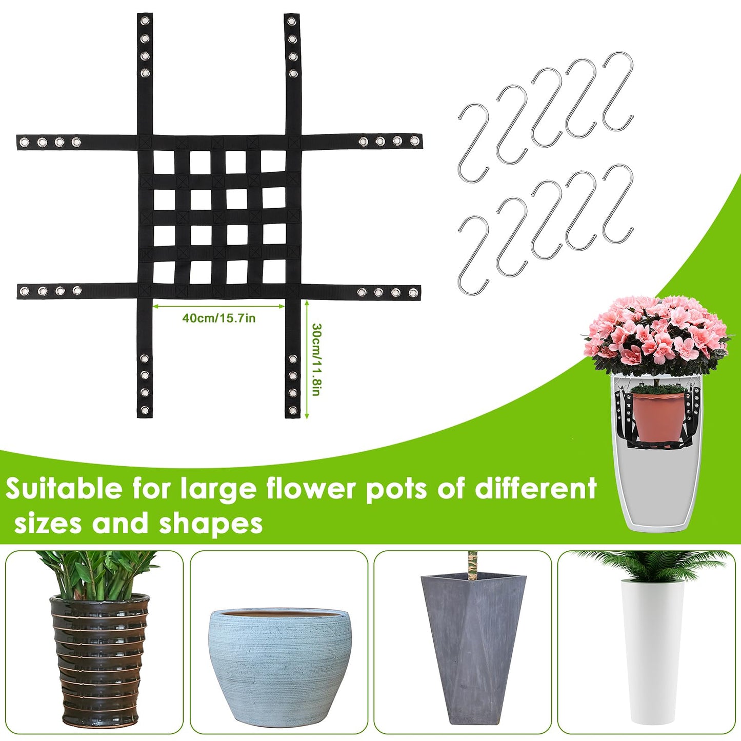 Plus tard Adjustable Height Planter Inserts for Large Flower Pots, 39'' X39'' Planter Lift Insert Rope for Tall Flower Pots, Indoor or Outdoor