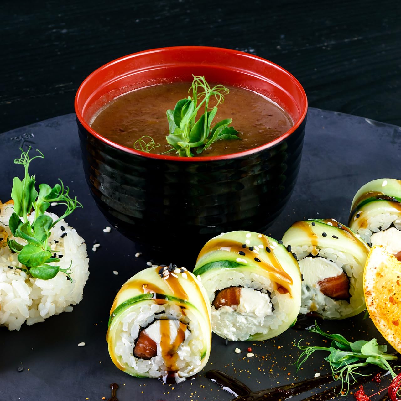 Luxshiny 3 Set Japanese Style Miso Soup Bowls Lids Bowls Hot Pot Rice Noodles Salad Traditional Lacquered Design Microwave Dishwasher Safe
