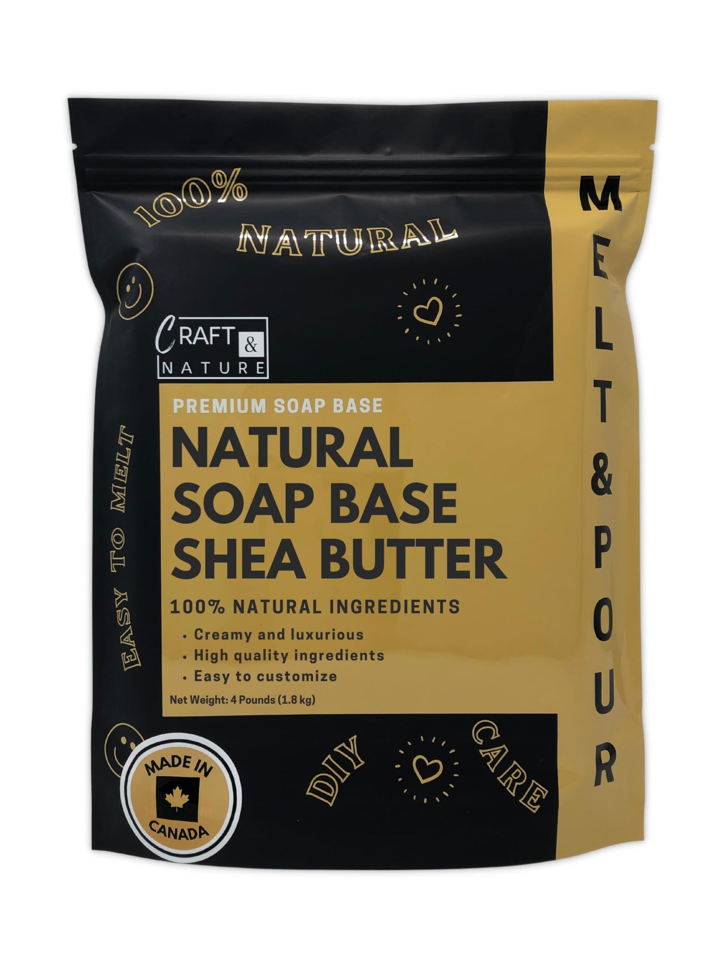 Craft & Nature 4 LB All Natural Shea Butter Moisturizing Glycerin Melt And Pour Soap Base for Soap Making