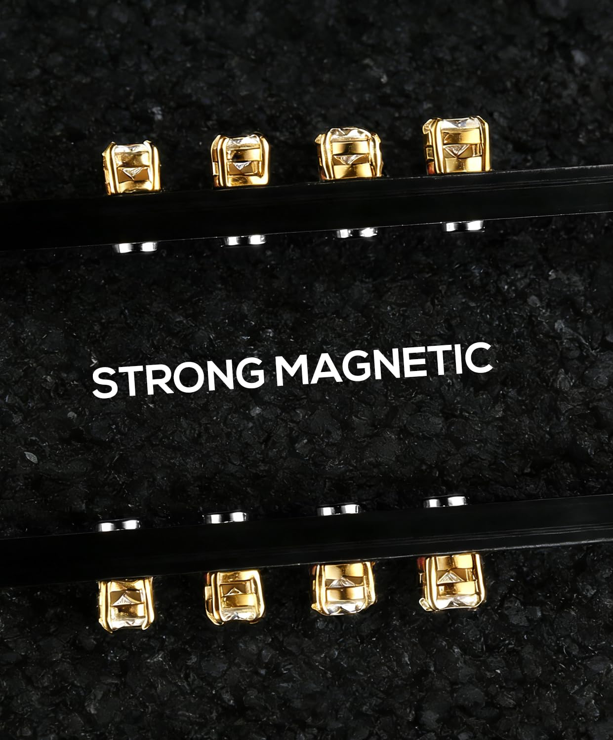 SIISPRI 4-7MM Magnetic Stud Earrings for Women Men Clip on Stud Earring Hypoallergenic Fake Earring Unisex Non Piercing Shiny Round CZ Halo Studs Diamond Earrings (Gold)
