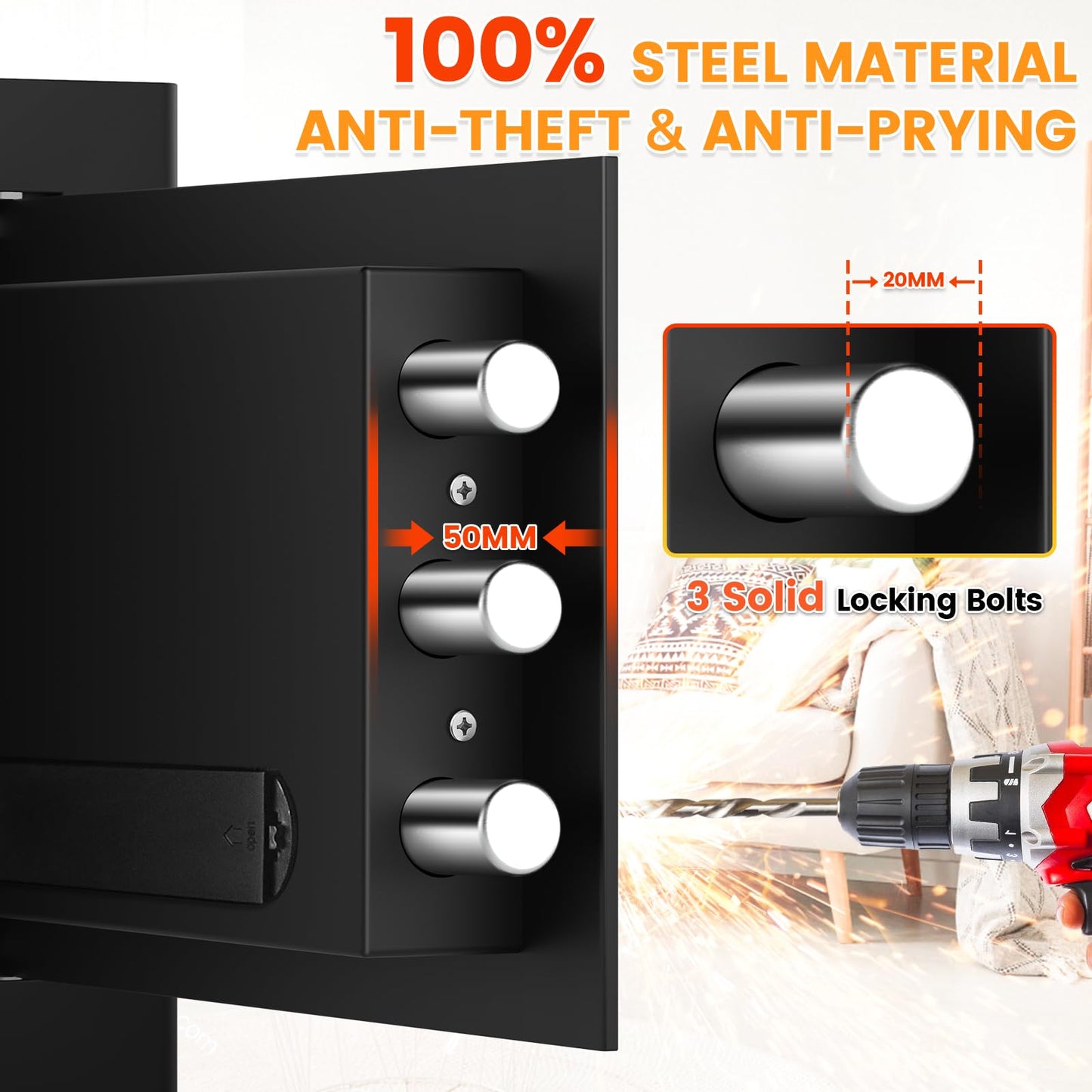 9.84"H Small Safe Box for Personal Privacy, 1.2 Cu Ft Security Safe with Fireproof Money Bag, Digital Safes with Combination Lock and Removable Shelf for Home Money Cash Medicine Documents