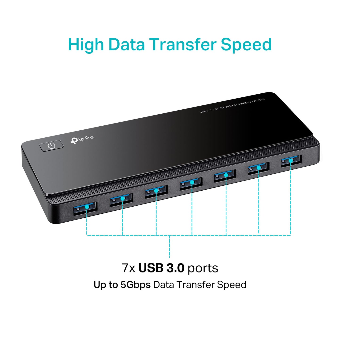 TP-Link Powered USB Hub 3.0 with 7 USB 3.0 Data Ports and 2 Smart Charging USB Ports. Compatible with Windows, Mac, Chrome & Linux OS, with Power On/Off Button, 12V/4A Power Adapter(UH720)