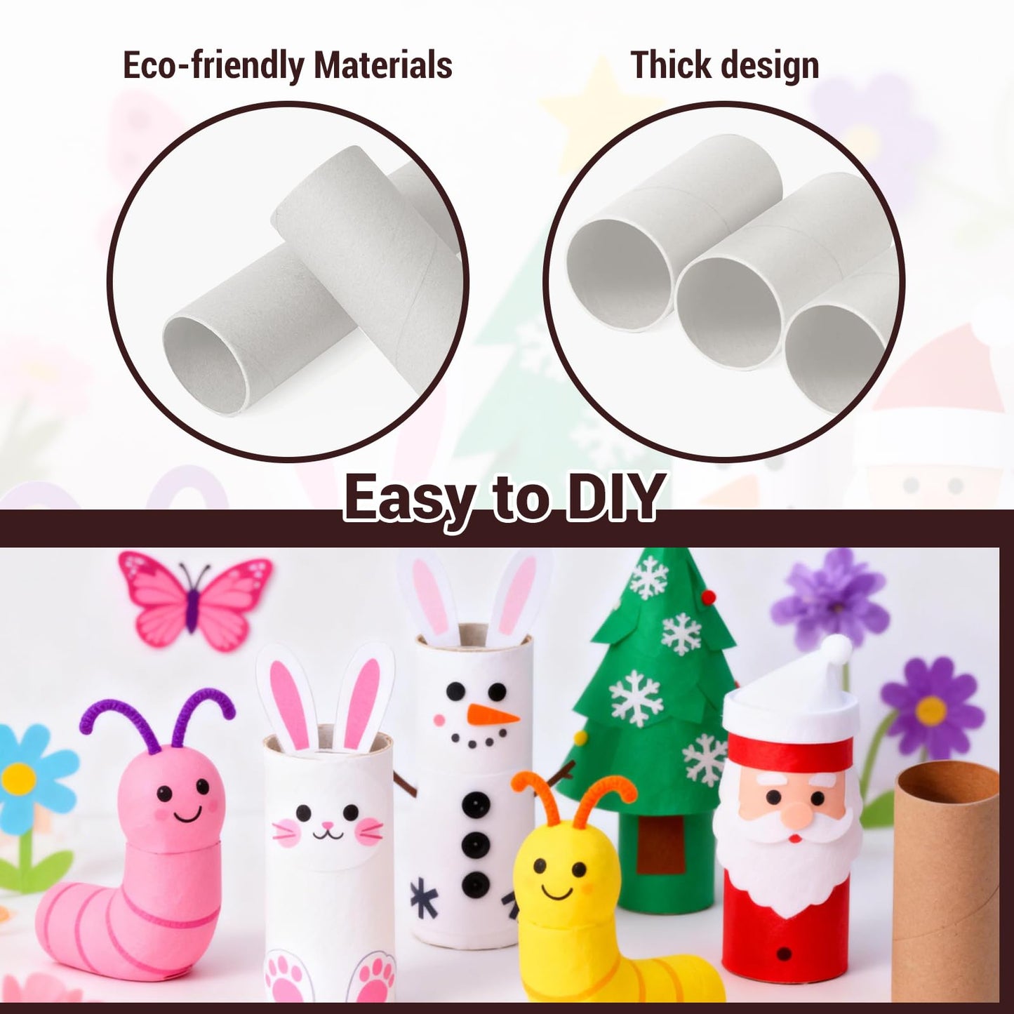 Czoynife White Cardboard Tubes for Crafts, 36Pack, Bulk Paper Rolls for Kids DIY, Classroom Art Supplies, Holiday Decor (1.38x3.98, 1.57x3.98,1.69x3.98)