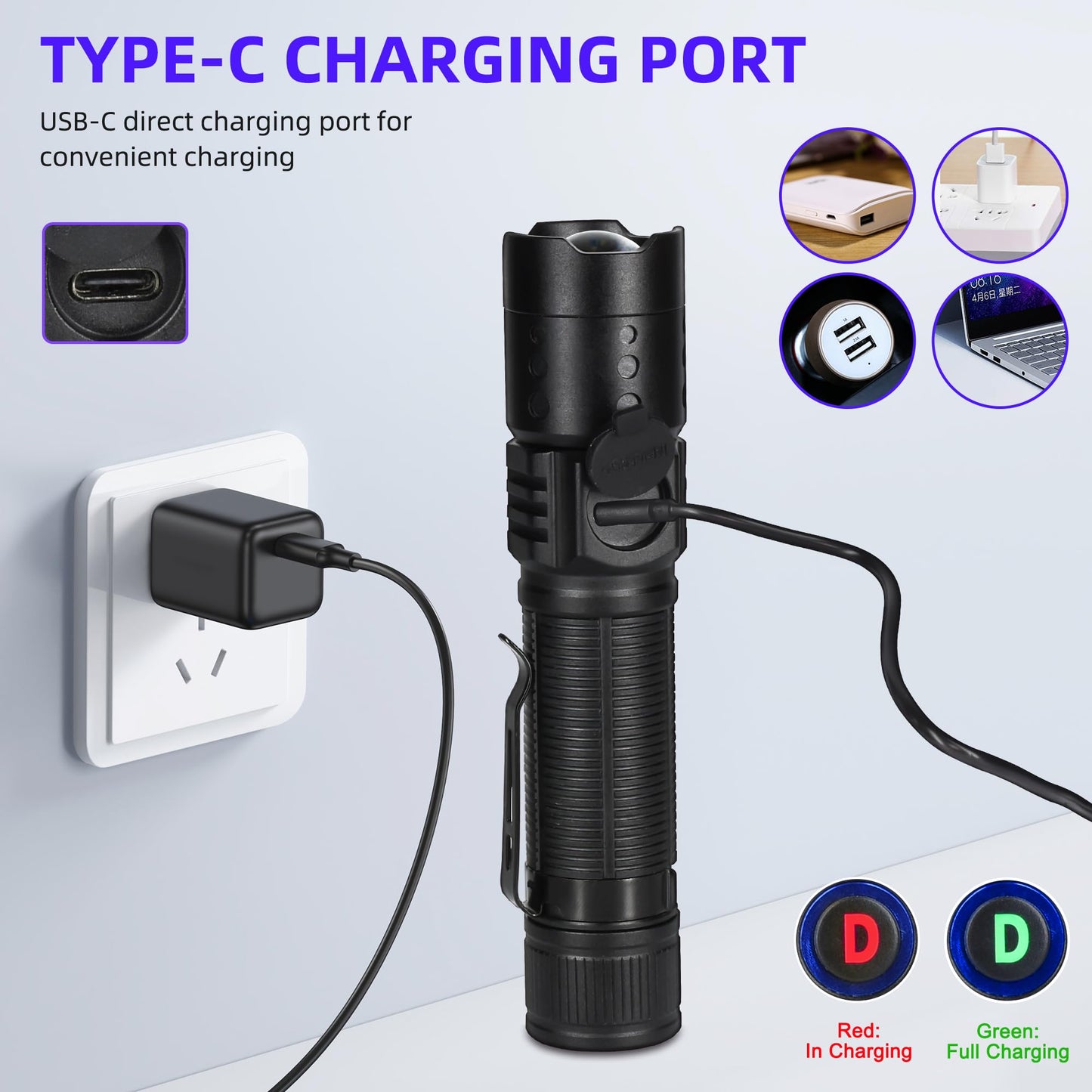 DARKDAWN UV Flashlight 395nm Black Light Mini USB Rechargeable Ultraviolet LED Blacklight Woods Lamp Powerful Fluorescent Portable Detector for Pet Urine Stains, Scorpions, Resin Curing