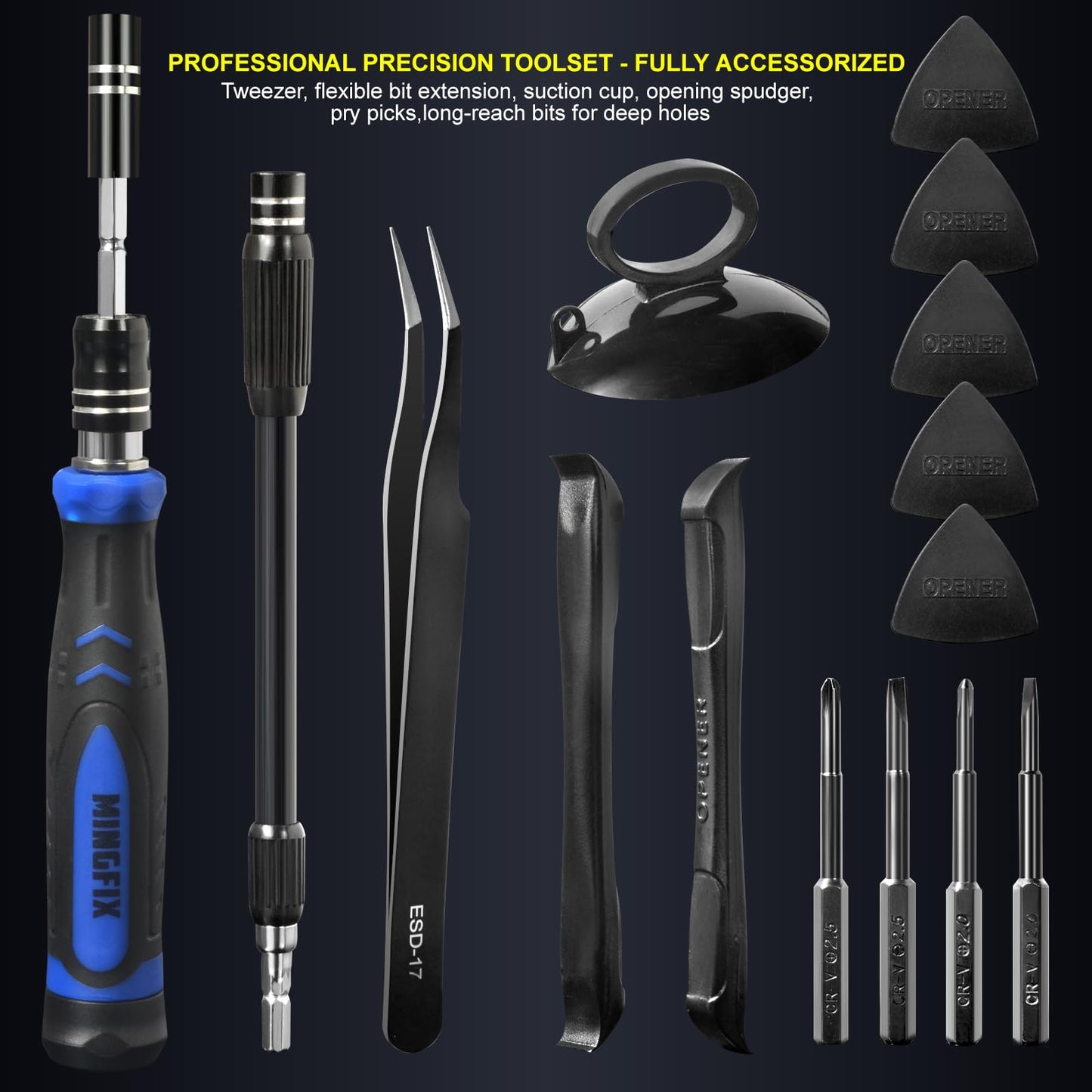 Precision Screwdriver Set with 103 Multi Bits, MINGFIX 115 in 1 Small Magnetic Repair Tool Kit for MacBook,Laptop,PC,Computers, iPhone, Electronics,PS5,PS4,Nintendo Switch, Xbox,Watches & Eye Glasses