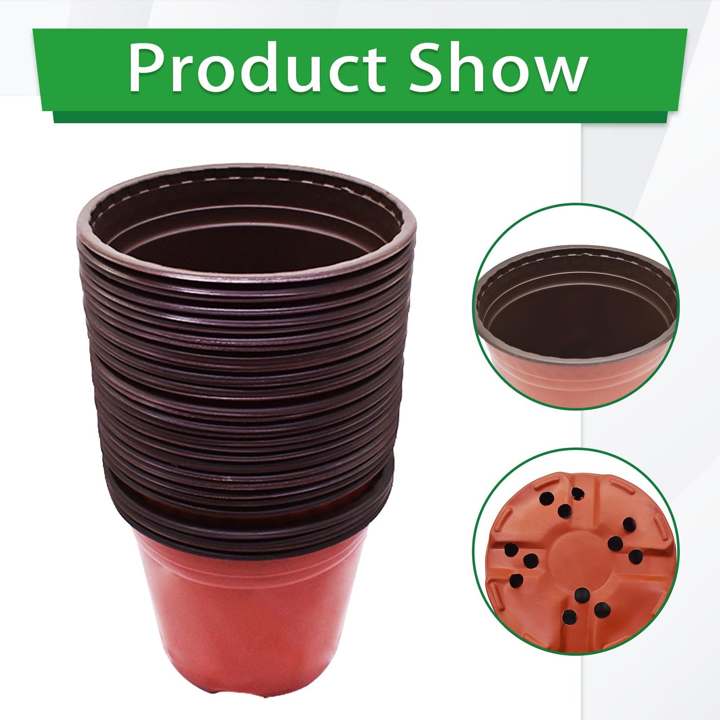 YSMN 8 Inch Nursery Pots 100pcs Plastic Bowl for Seed Starting Succulent Flower Planting Multipurpose Plant Container