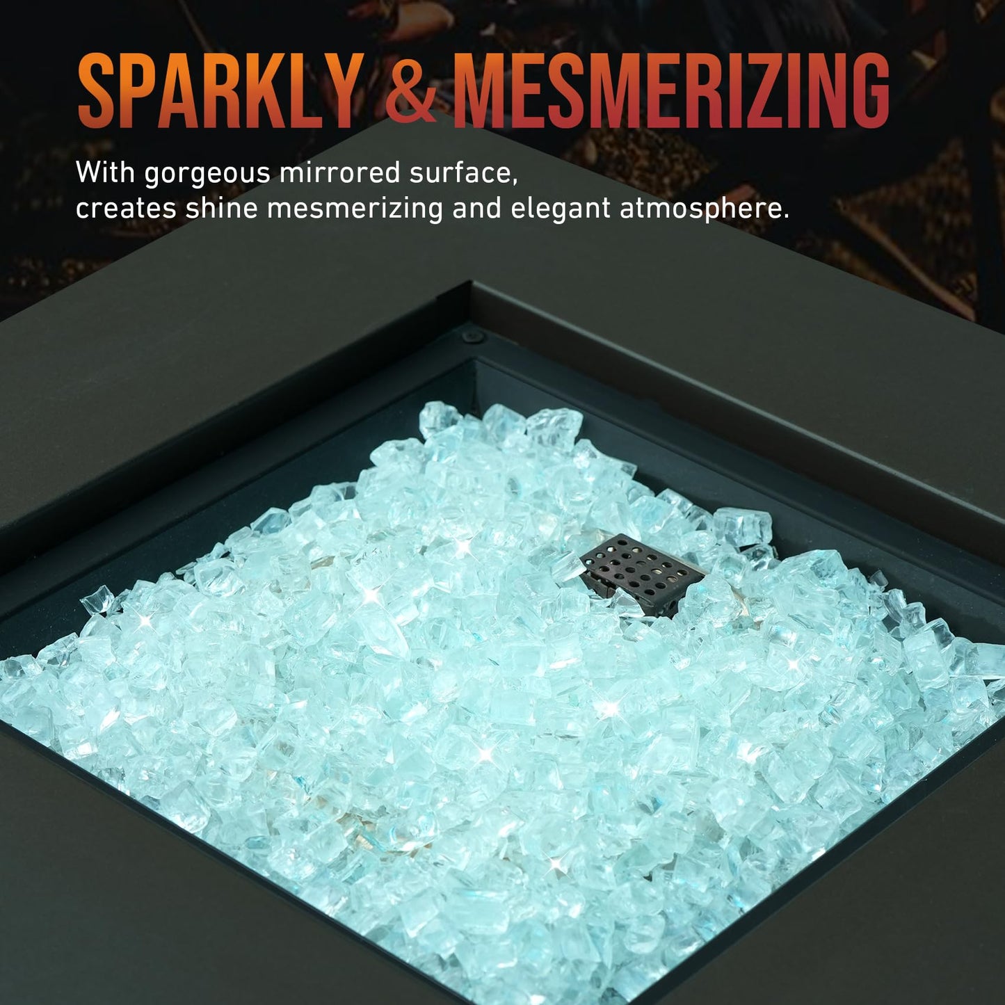 Skyflame High Luster 10-Pound Regular Fire Glass for Fire Pit Fireplace Garden Landscaping Crystal Ice 1/2" Size