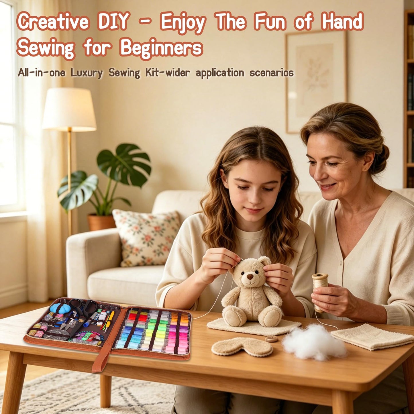 Large Sewing Kit for Adults Beginners, 241 PCS Portable Sewing Set, Premium Needle and Thread Kit Basic Travel Sewing Repair Kit for Home Dorm College Christmas Gifts for Mom Grandma