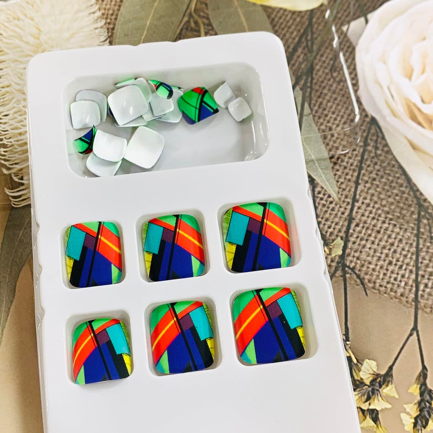 FIEONCIY Press on Toenails with Designs Acrylic Fake Nails for Toe Artificial False Nails with Charms Glue on Toe Nails for Spring Summer Stick on Toenails for Women Girls(Y601)
