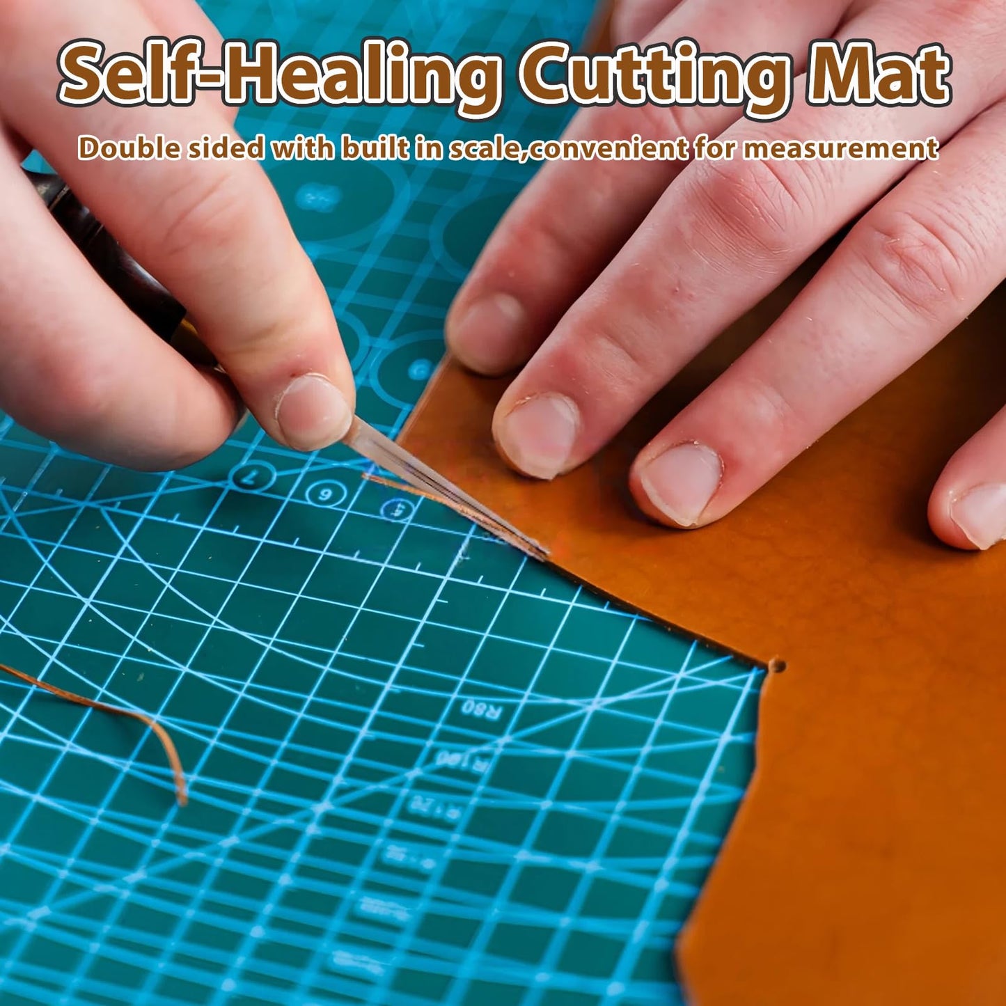 Auniwaig 4 PCS Leather Punch Pads Cutting Mat, Sound Absorbing Pad and A4 Self Healing Cutting Mat, Rubber Mute Board Punching Stamping Tools for Cutting Hole DIY Craft