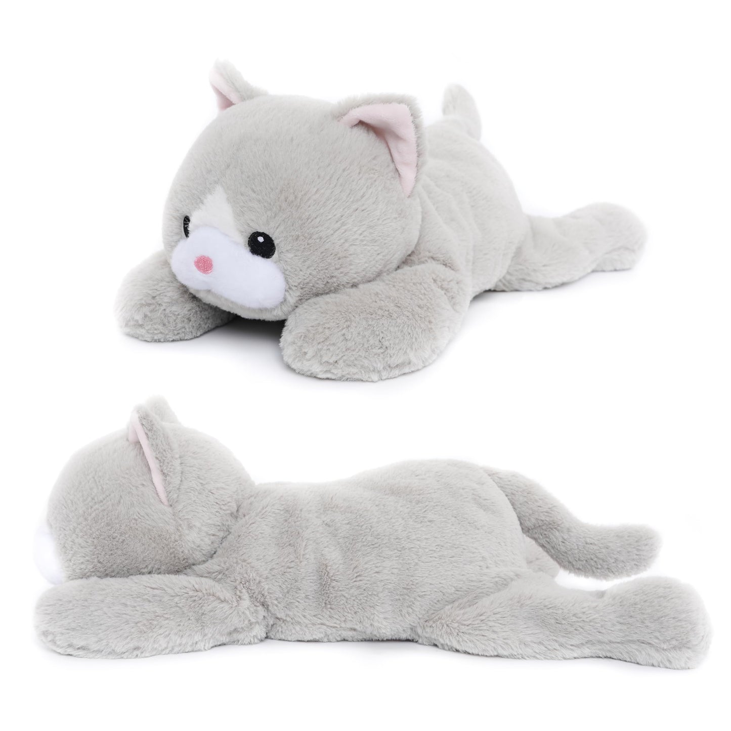 WEIGEDU Weighted Cat Stuffed Animal Plush Toy with Embroidered Eyes and Removable Weight Pack - 20 Inches, 2.3 lbs for Kids and Adults
