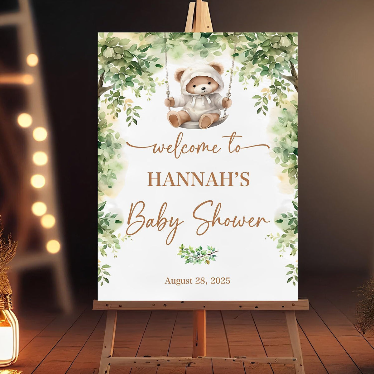 Custom Baby Shower Sign, Rustic Bear Baby Shower Welcome Sign, 12x18 inches, Plastic, Weatherproof & Fade-resistant