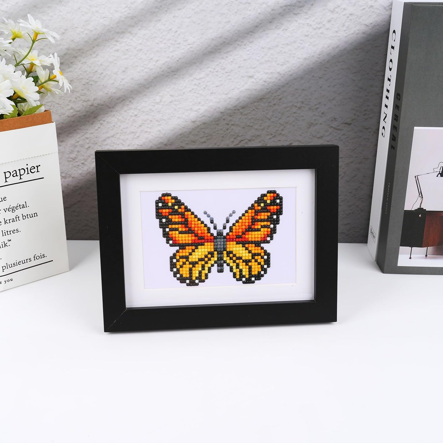 Apomelo 6pcs Diamond Art Painting Kits Butterfly Mini Diamond Art Kits for Adults Beginners, 5D DIY Round Drill Diamond Art Set for Home Wall Desktop Decor,6X8 inches