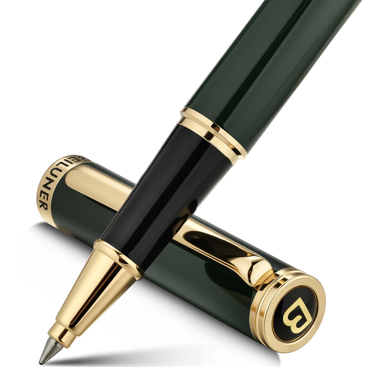 BEILUNER Luxury Rollerball Pen, Stunning Green Lacquer with 24K Gold Trim,Noble and Elegant Designs,Schneider Ink Refill, Best Gift Set for Men & Women, Refillable, Executive Writing, Nice Pens