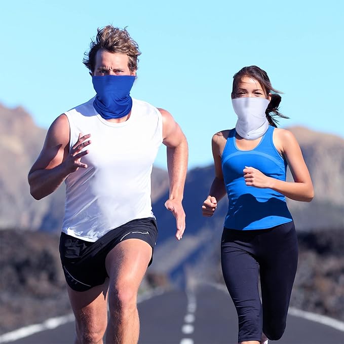 Geyoga 6 Pieces Winter Face Mask for Men UV Protection Mask Sunscreen Breathable Windproof Neck Gaiters Scarf Fishing Cycling Running (Black, White, Royal Blue)