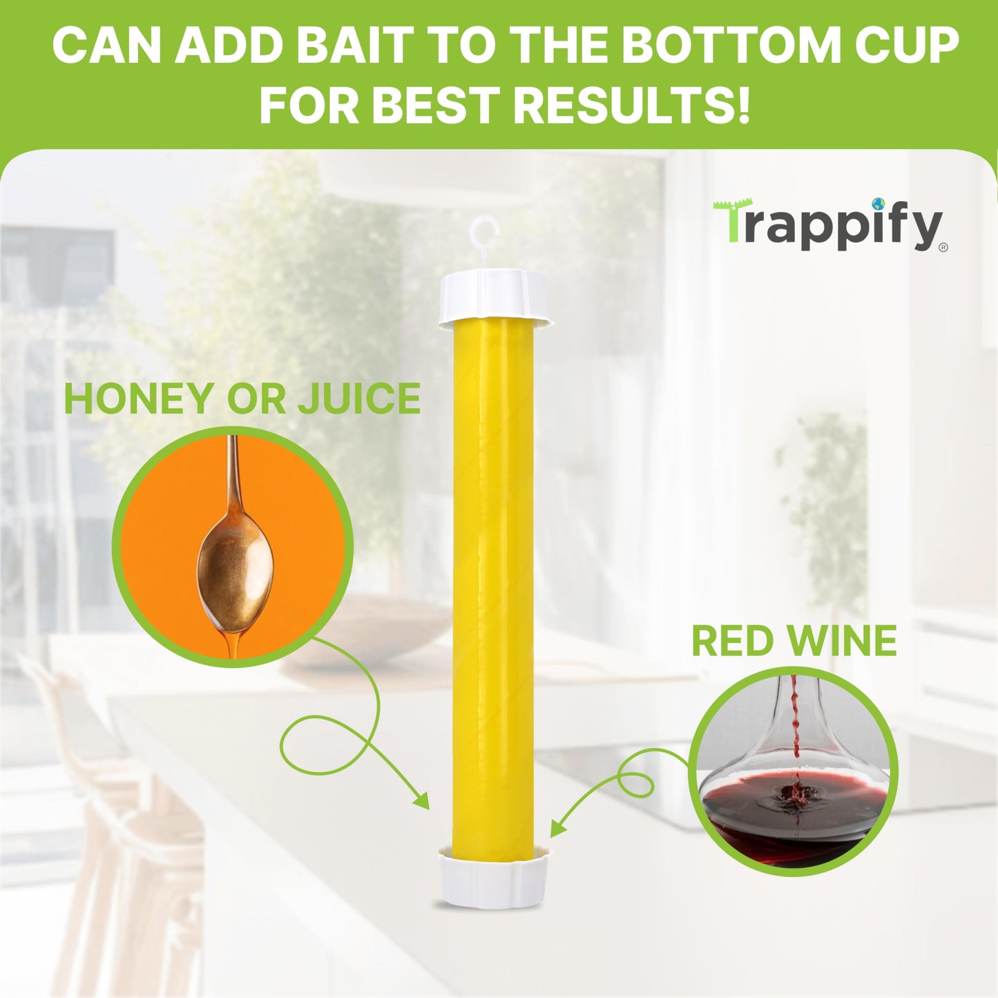 Trappify Hanging Fly Traps Outdoor: Fruit Flies and Flying Insect Trap for Indoor & Outdoor Use I Disposable Sticky Fly Trap Indoor House Pest Control (4 Pack)