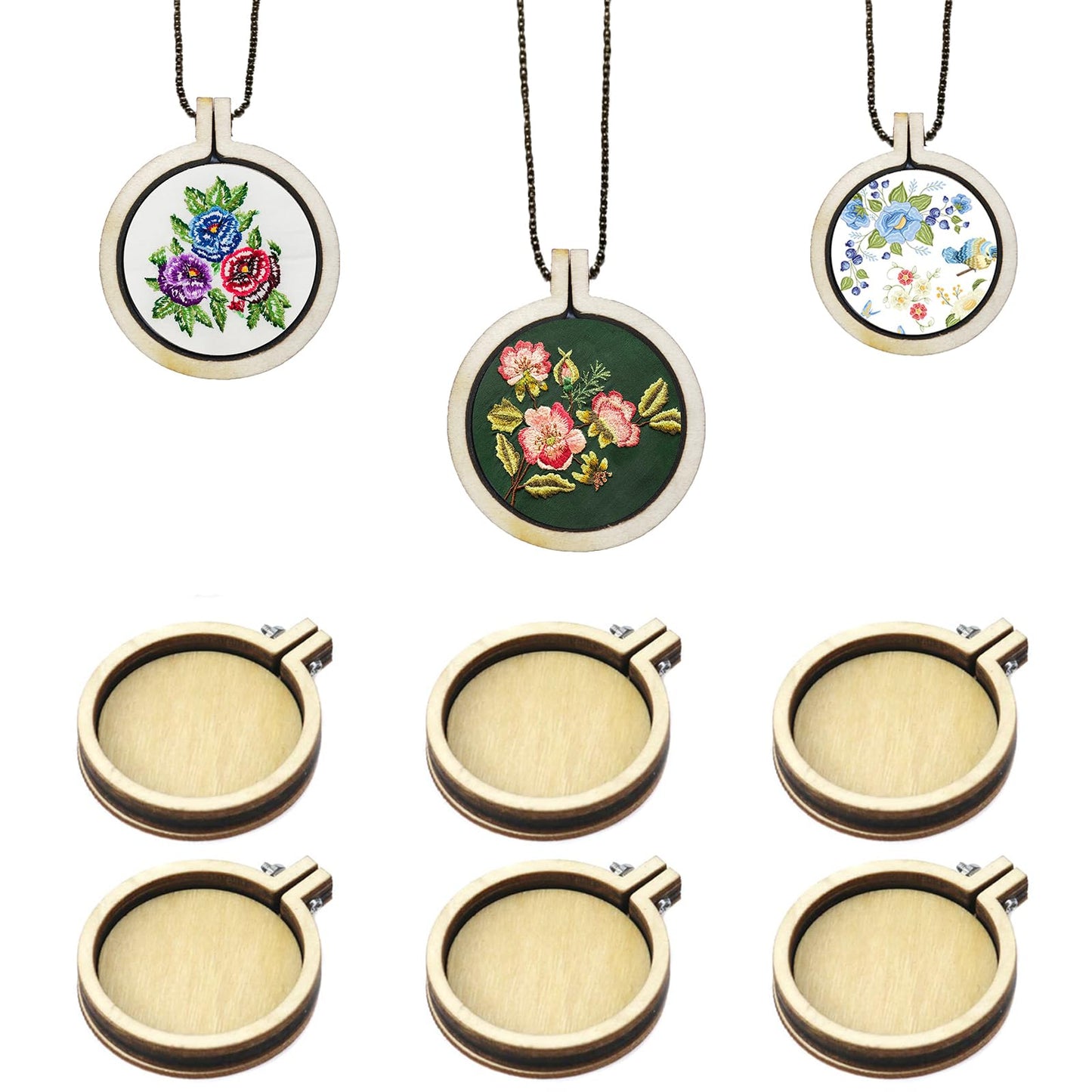 Dnyta 10pcs Mini Embroidered Hoop Round Tiny Cross Stitch Hoops for Art Craft Sewing Keychain Earrings Jewelry(1.6")
