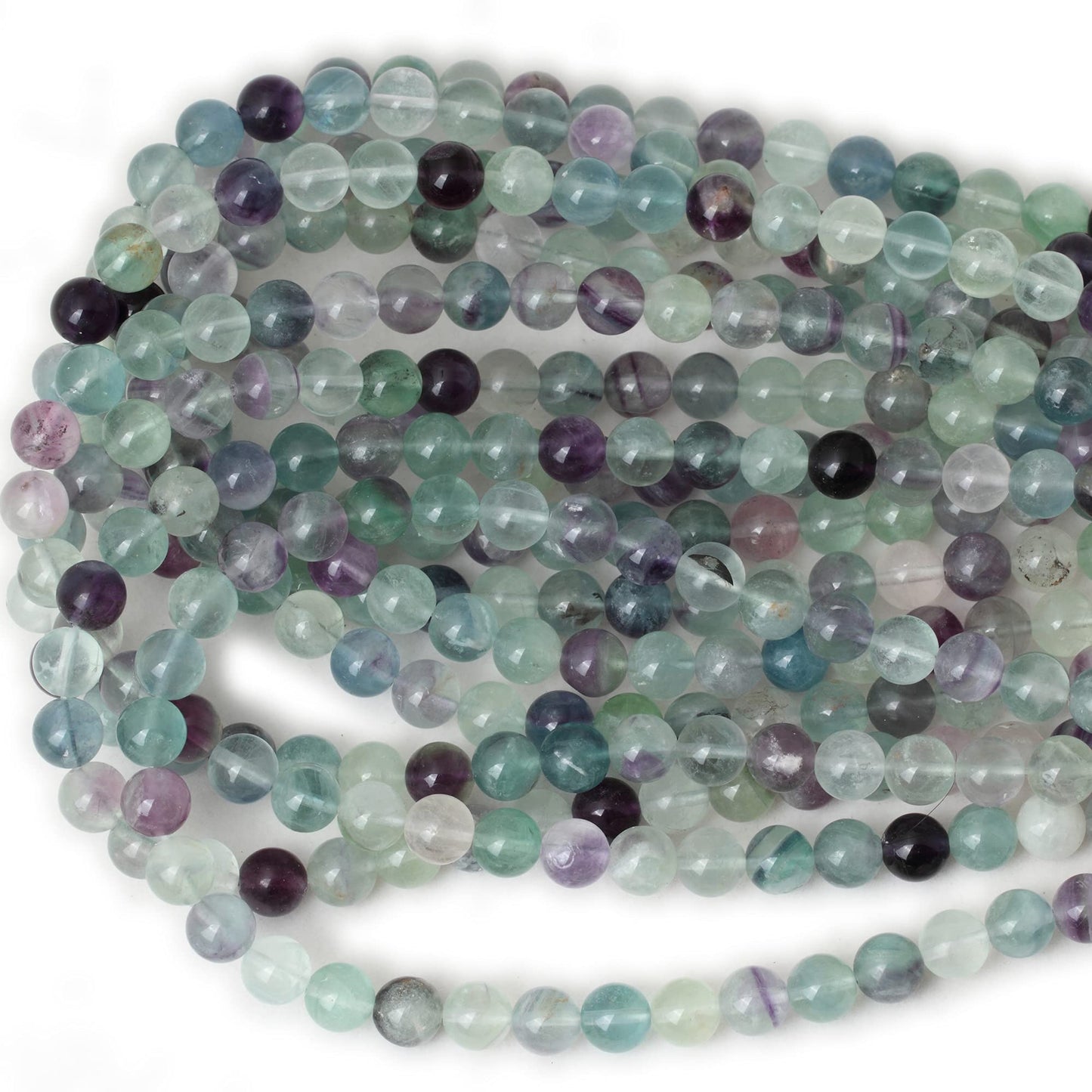 CHEAVIAN 45PCS 8mm Natural Colorful Fluorite Gemstone Round Loose Beads for Jewelry Making DIY Findings 1 Strand 15"