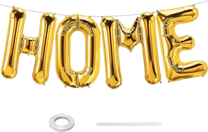 40 Inch Gold HOME Balloon Letters for Housewarming Party Decorations, Large Metallic Gold Chrome New Home Sweet Welcome Balloon Banner Sign for Real Estate Open House Warming Homecoming Party Decor