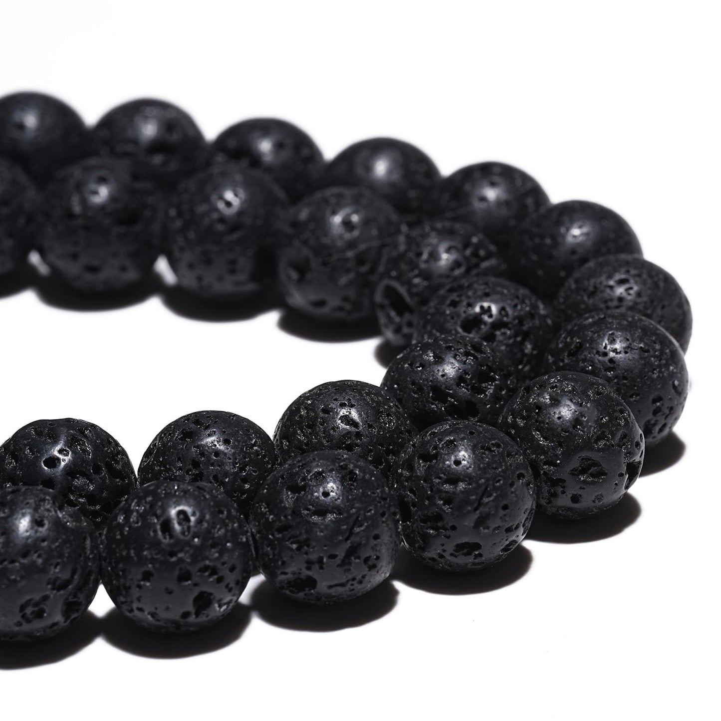 8mm Natural Black Lava Beads Volcanic Rock Gemstone Beads for Bracelets Jewelry Making 15inch Loose Beads