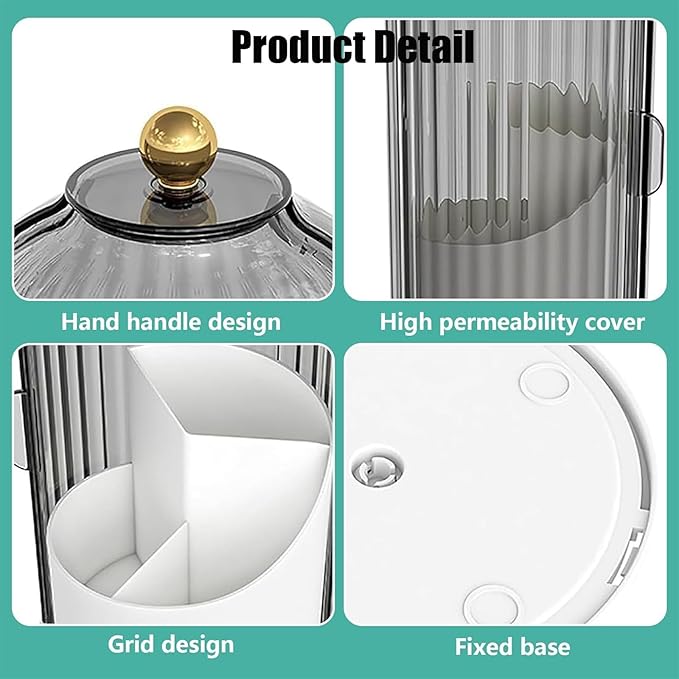 Concealed Toothbrush Holder, Rotating Bathroom Organizer Countertop, Toothbrush Holders with Cover, Bathroom Counter Organizer with Covered Makeup Brush Holder (1pcs White)