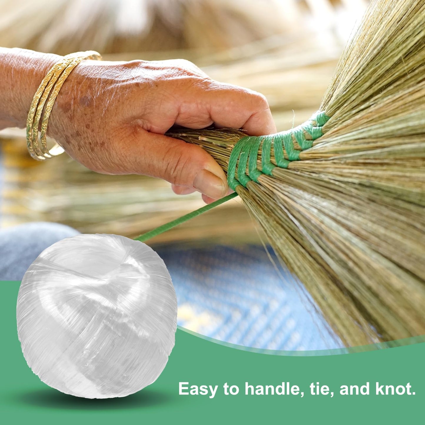 M METERXITY 2-Rolls Polyester Nylon Plastic Rope Twine, 4cm Width 110M Length Household Bundled Plastic Ropes Roll for Crafting/Gardening/Packing/Carrying [360FT/4330IN, White]