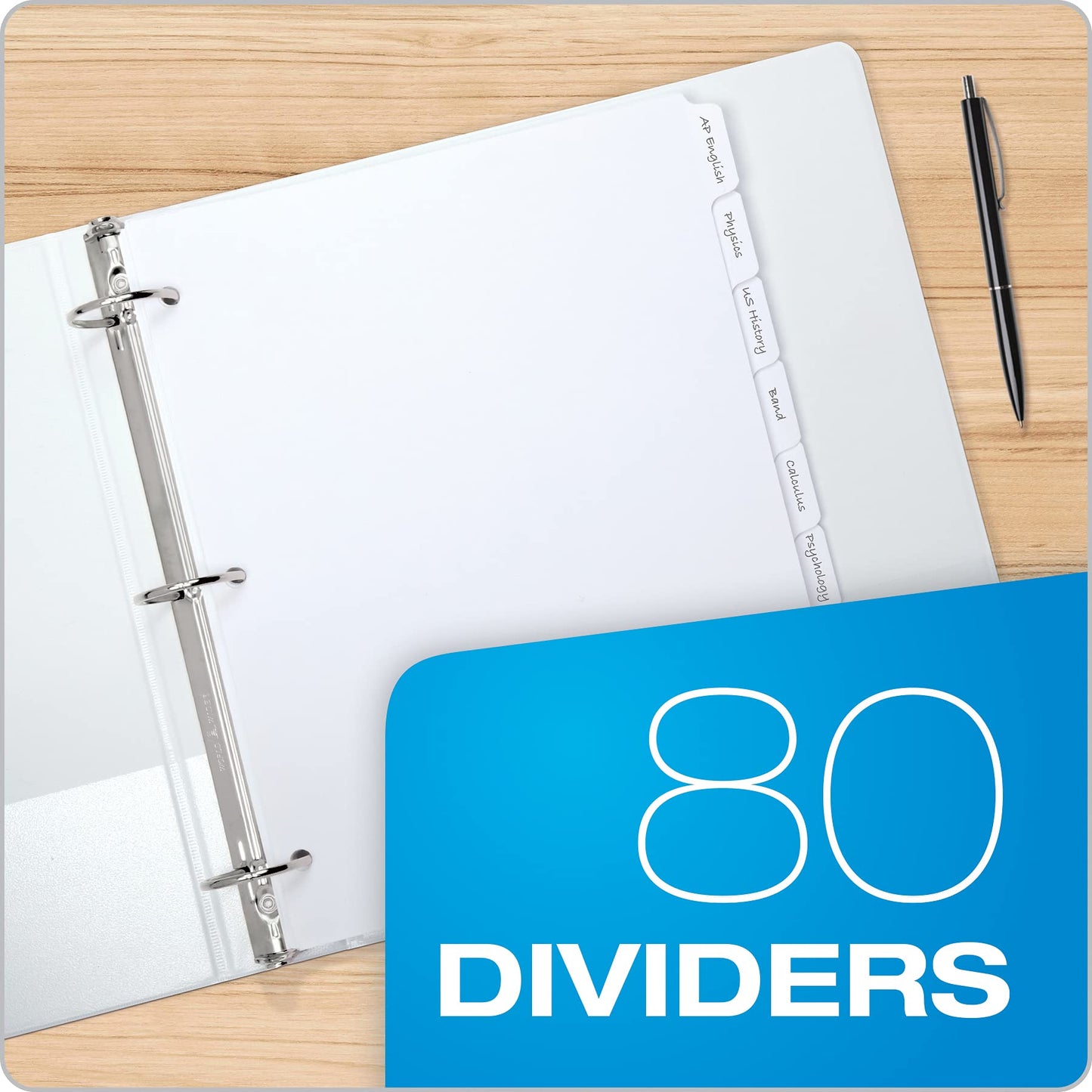 Oxford Binder Dividers for 3 Ring Binders, 10 Pack, 8-Tab Dividers, Write On Tabs, White Paper, 80 Total