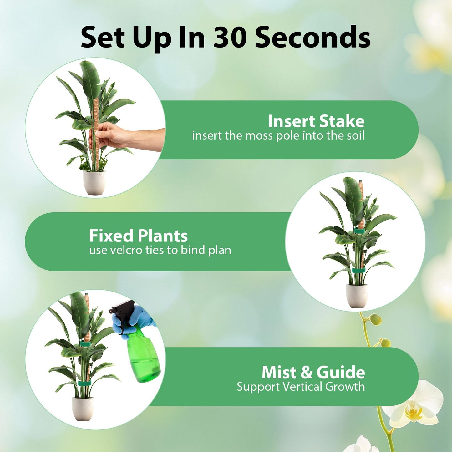 Growvy 2 Pack Bendable Moss Pole, 48" DIY Shape Monstera Plant Support for Climbing Indoor Plants, Coco Coir Plant Support Stake for Monstera, Pothos, Philodendron & Indoor Potted Vines