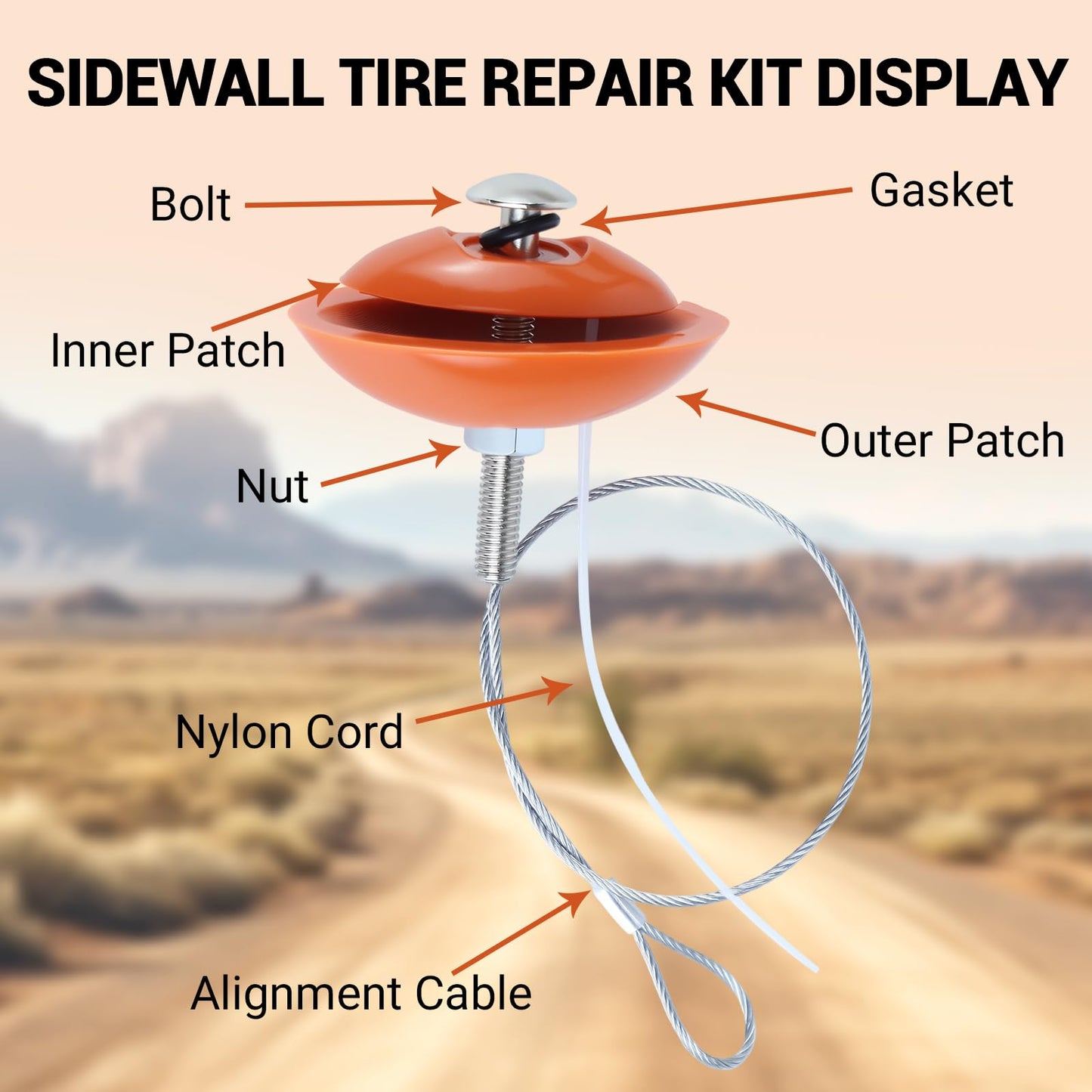 Rlcvecv 3 Pcs Sidewall Tire Repair Kit, Tire Puncture Repair Kit Portable Side Wall Slug Emergency Repairs Tool Compatible with ATV UTV SXS Lawnmower Tractor RZR Talon KRX