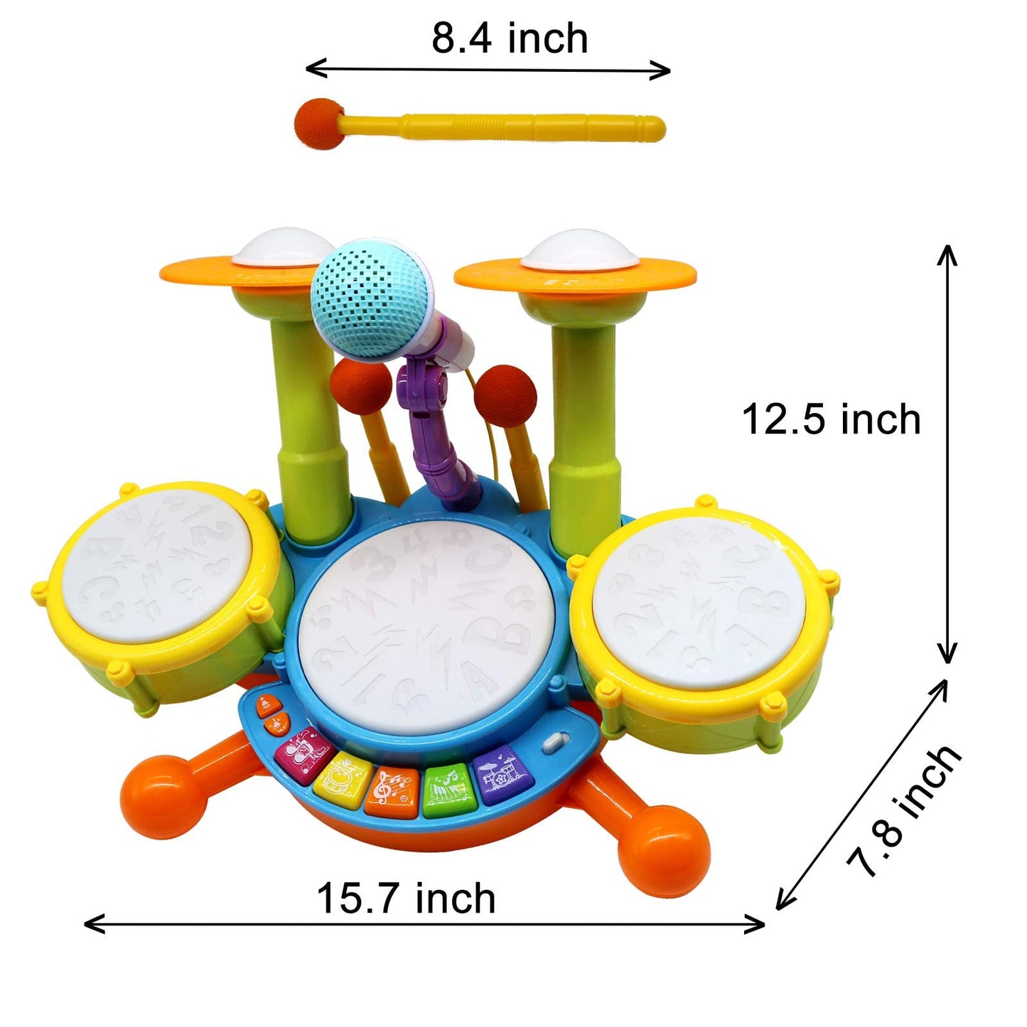 Drum Set for Toddlers, Kids Musical Instruments, Toys for Boy Birthday Gifts, Electric Drum Kit for Babies Boy Girl