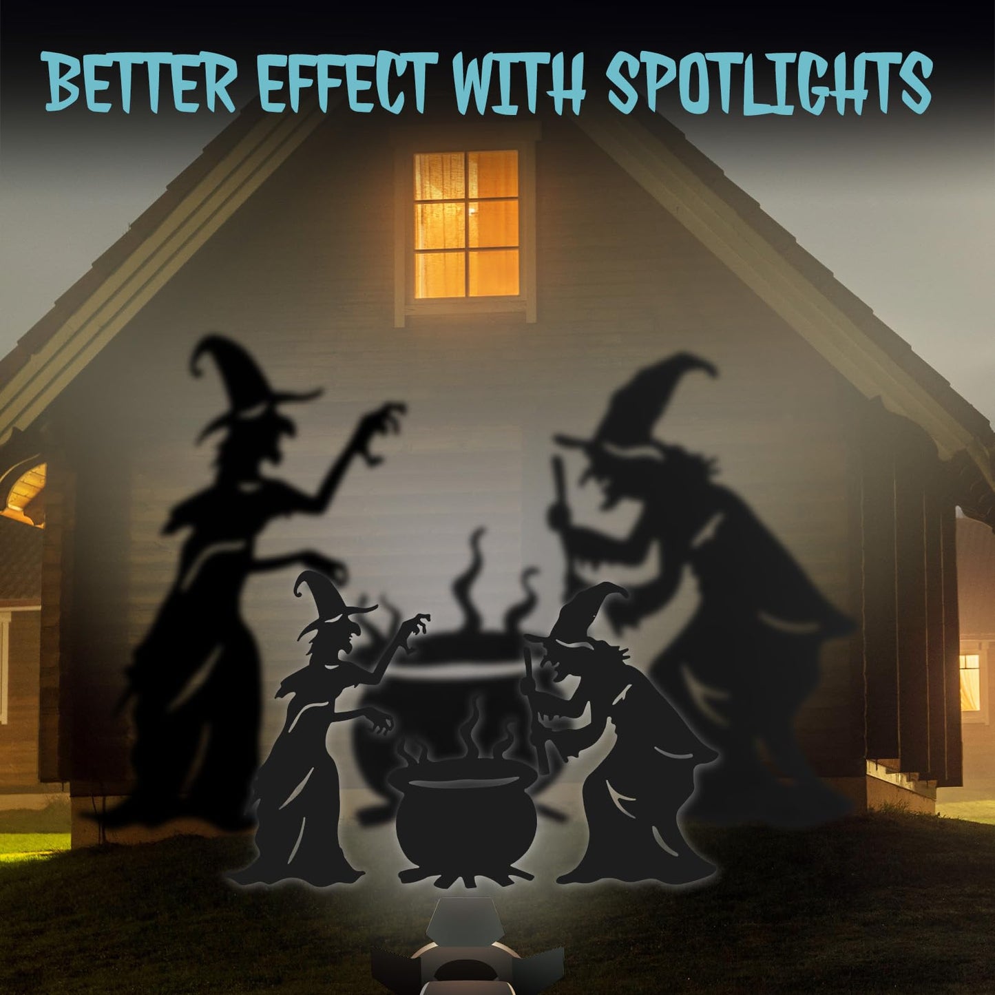 Halloween Witch Yard Decorations Witch Silhouette Yard Stakes with Cauldron,Set of 3 Metal Halloween Yard Stakes for Spooky Decorations Garden Lawn