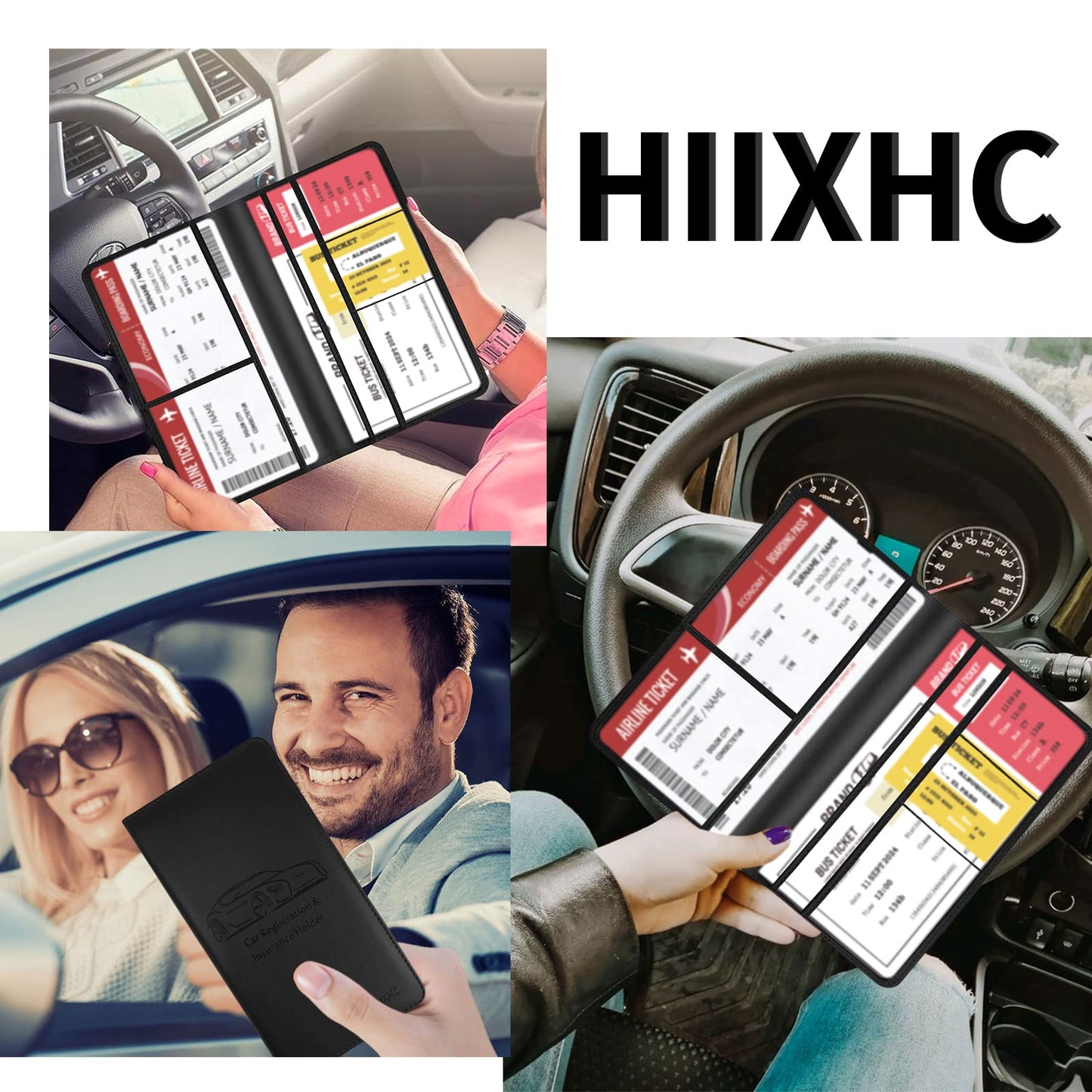 Car Registration and Insurance Card Holder - Leather Vehicle Glove Box Automobile Documents Paperwork Wallet Case Organizer for ID, Driver's License, Key Contact Information Cards