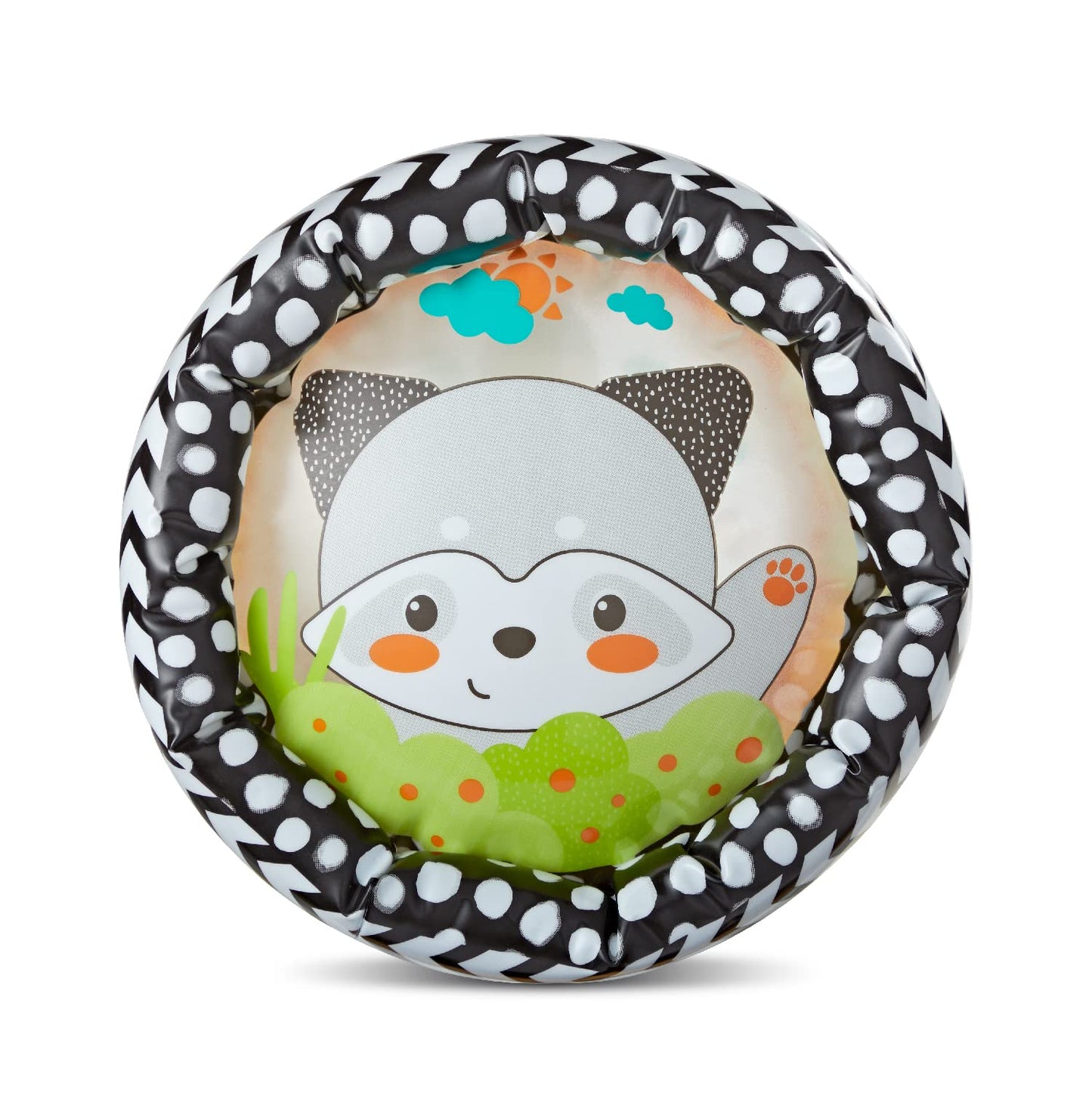 Infantino Jungle Peek & Roll - Encourages Crawling, Inflatable Activity Toy with Bouncing Balls Inside, Fun & Friendly Animal Characters, Helps Gross Motor Skill Development, for Babies 6M+