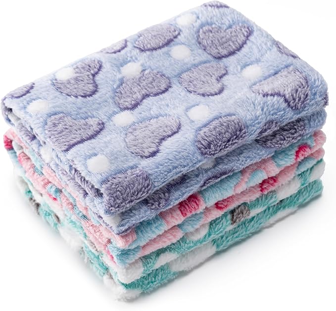 1 Pack 3 Blankets for Dog Puppy Cat (Large 41x31'', Pink, Yellow, Blue)