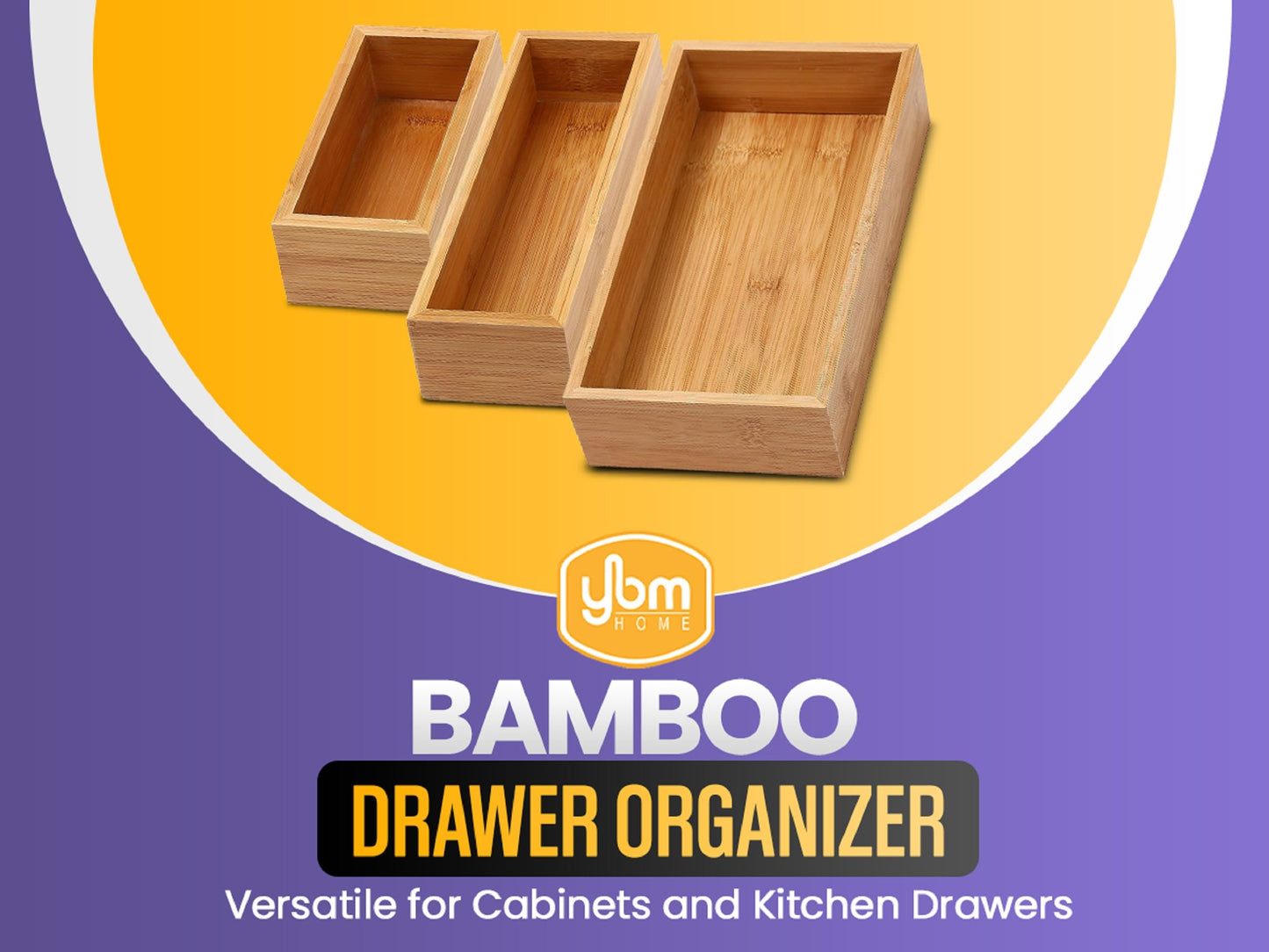 YBM Home Bamboo Drawer Organizer Storage Box for Kitchen Drawer, Junk Drawer, Office, Bedroom, Children Room, Craft, Sewing, and Bathroom, 2 Pack 6x15x2 inch
