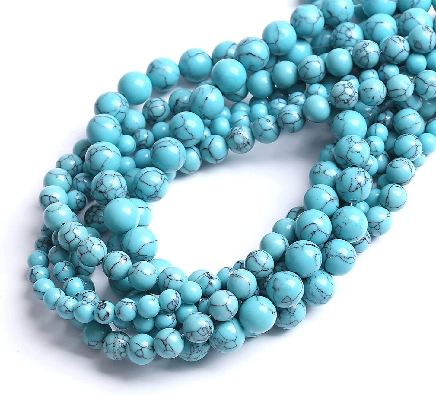 90PCS 4MM Blue Howlite Turquoises Stone Beads Natural Gemstone Bead Crystal Healing Energy Jewelry Making DIY 15 inches