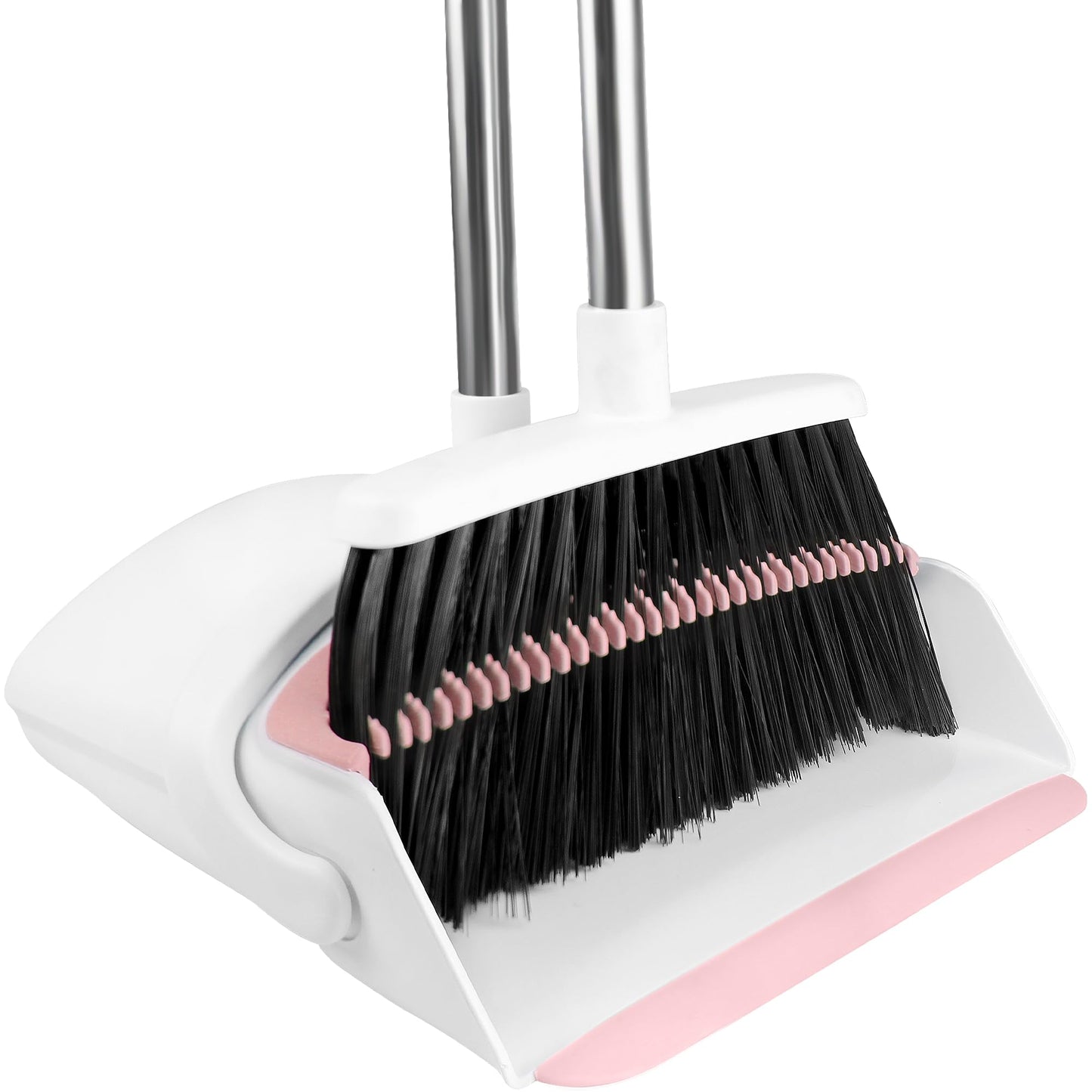 Broom with Dustpan Combo Set for Home 52-in Long Adjustable Handle Angle Broom and Dustpan Set with Dustpan Comb Teeth for Sweeping Pet Hair Food Dirt Kitchen