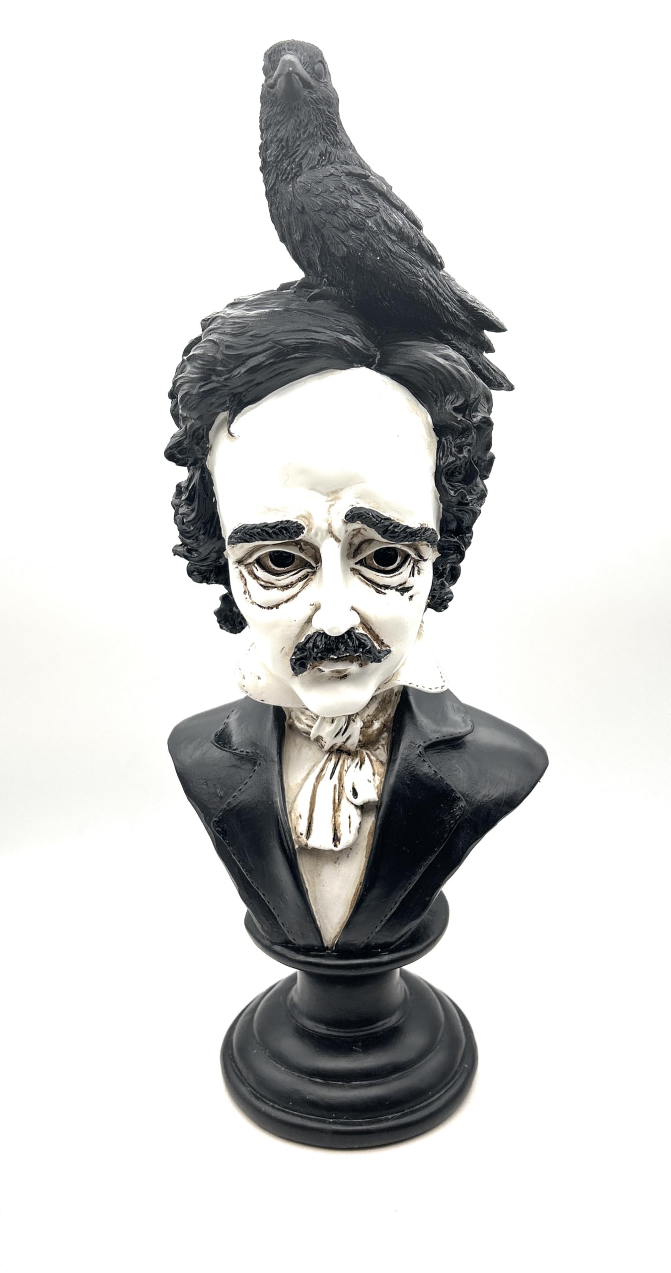 RUSTIX Edgar Allan Poe Bust Statue – Gothic Raven Figurine Inspired by “The Raven” – Decorative Statue for Literary, Gothic, and Victorian Home Decor