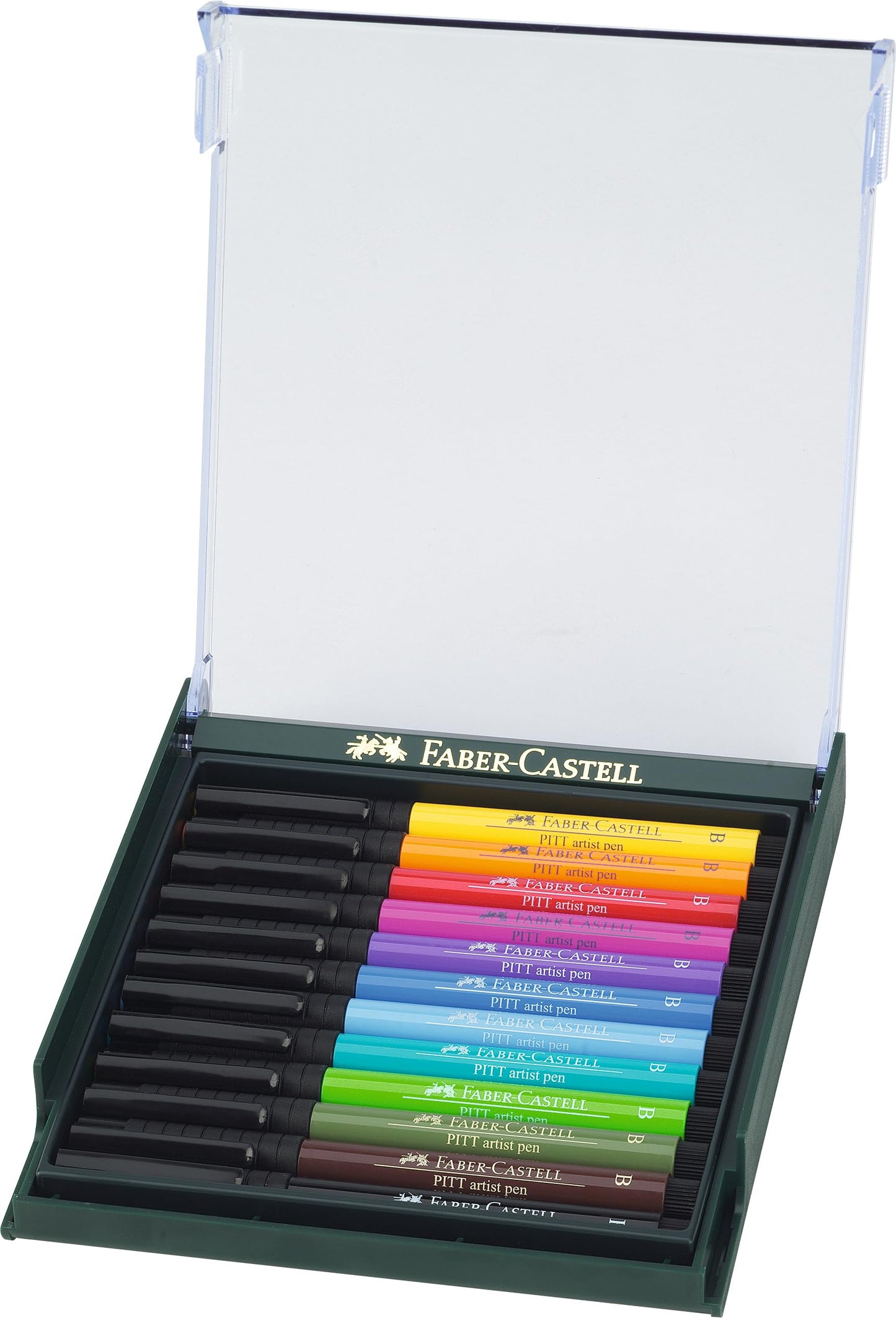 Faber-Castell Art & Graphic Pitt Artist Pen Brush India Ink Pen, Basic Tones, Set Of 12, For Art, Craft, Drawing, Sketching, Home, School, University, Colouring