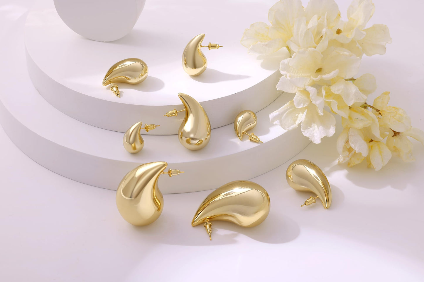 Gacimy 14K Gold Plated Teardrop Earrings Dupes for Women, Chunky Drop Earrings for Women with 925 Sterling Silver Post, 0.7 Inches