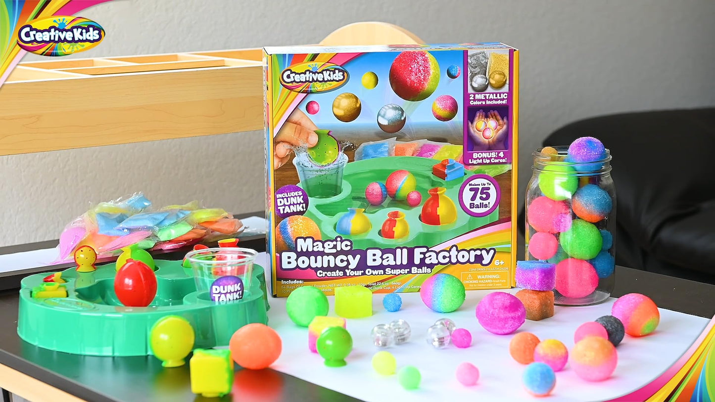 Magic Bouncy Ball Factory Set - Make 75 Stunning DIY Bouncy Balls, Light-Up Magic Balls! Science Kits for Kids, Perfect for Science Projects and Science Parties!