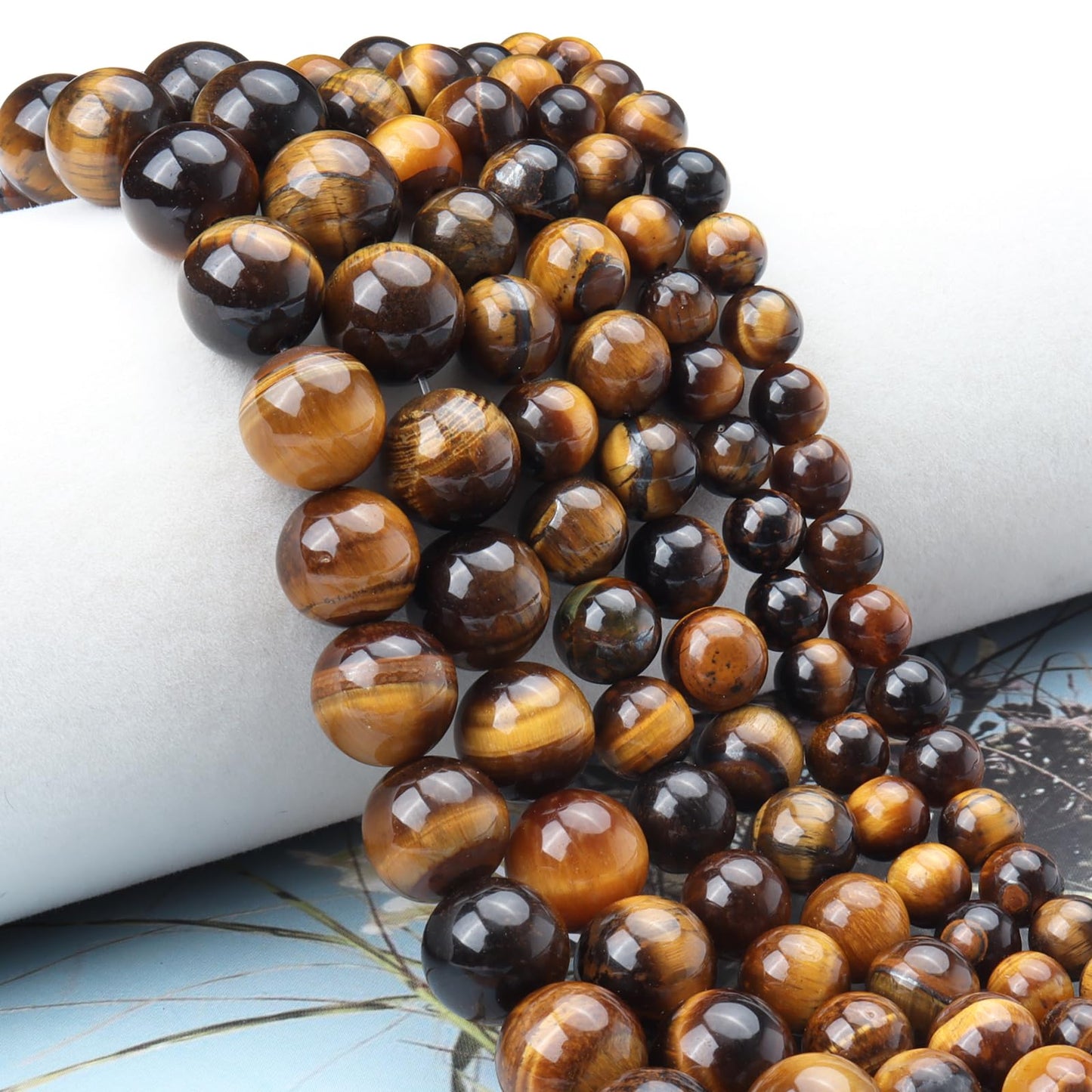Siomia 45pcs 8mm Natural Yellow Tiger Eye Gemstone Beads Energy Healing Crystal Round Loose Stone Beads for Jewelry Making, DIY Bracelets Necklaces