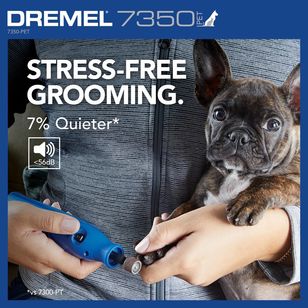 Bundle of Dremel 7350-PET 4V Pet & Dog Nail Grinder, Professional Pet Grooming Kit - Works on Large, Medium, Small Dogs & Cats + 416HP - Diamond Coated Rotary Nail Grinder Bit