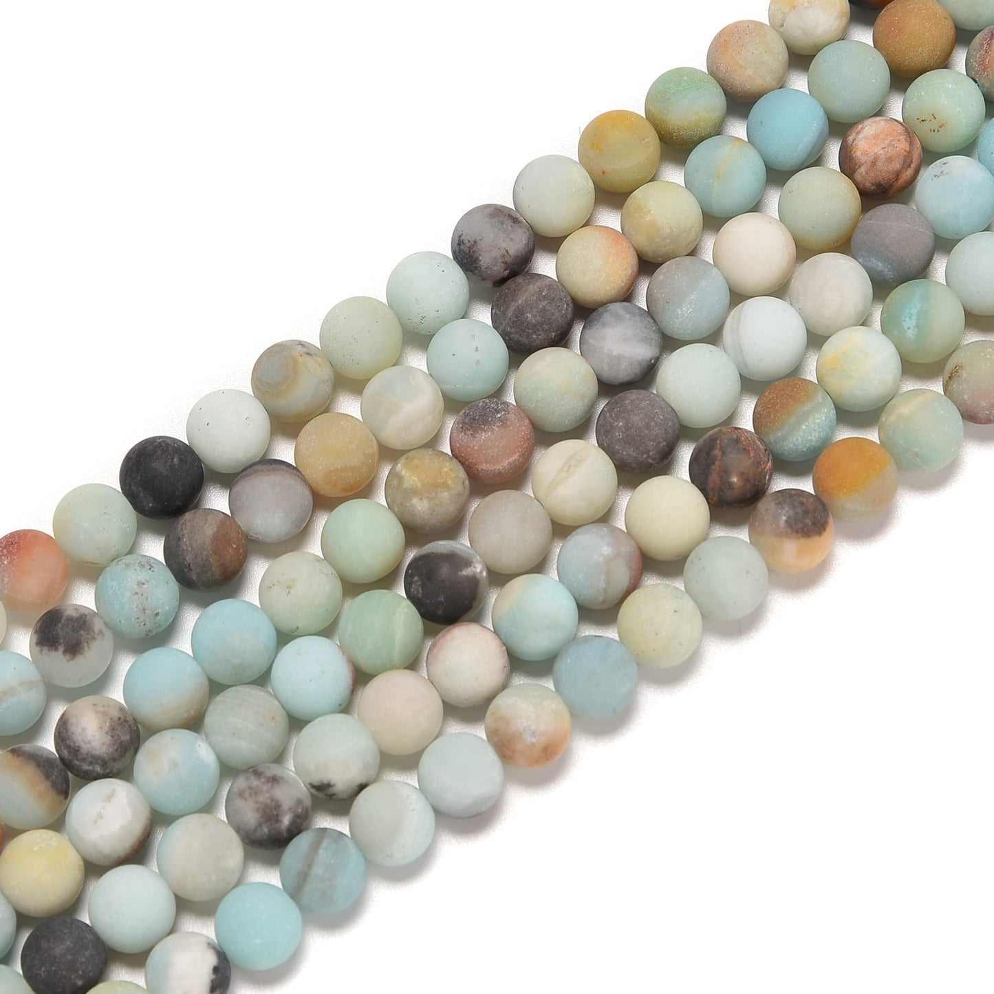jodaying 8mm Colorful Amazonite Matte Round Natural Gematone Loose Beads for Jewelry Making DIY 1 Strand 15"