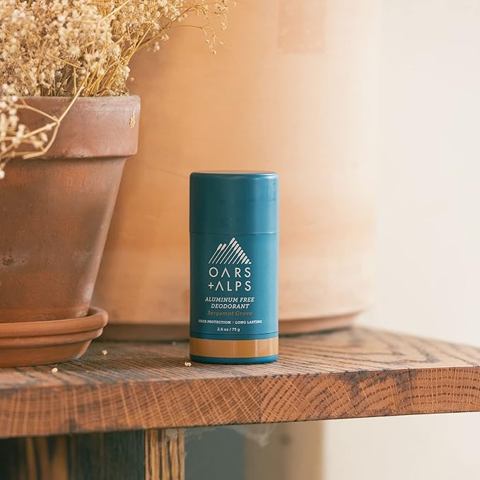 Oars + Alps Aluminum Free Deodorant for Men and Women, Dermatologist Tested and Made with Clean Ingredients, Travel Size, Bergamot Grove, 1 Pack, 2.6 Oz